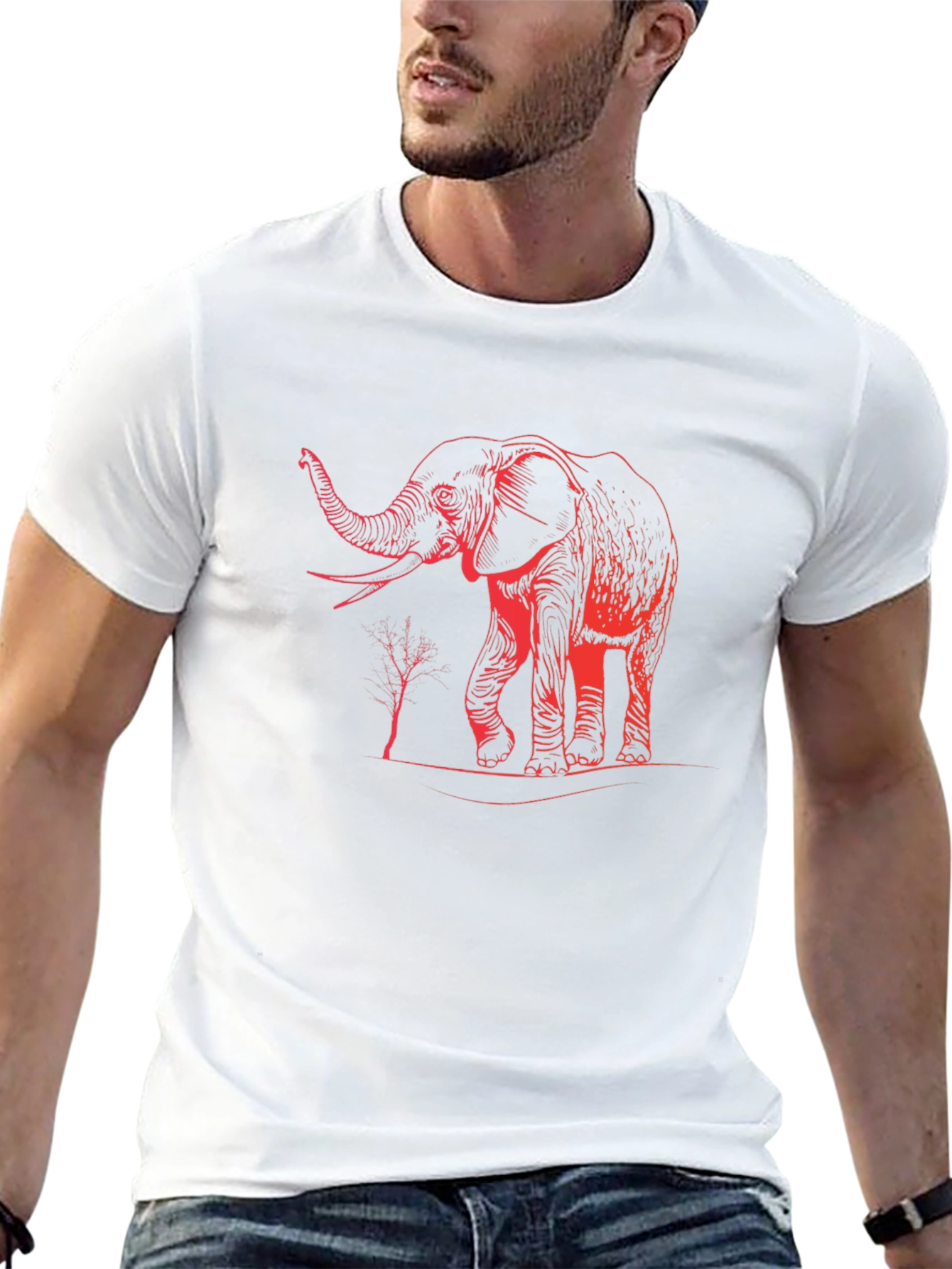 Elephant Graphic Print Black T-Shirt