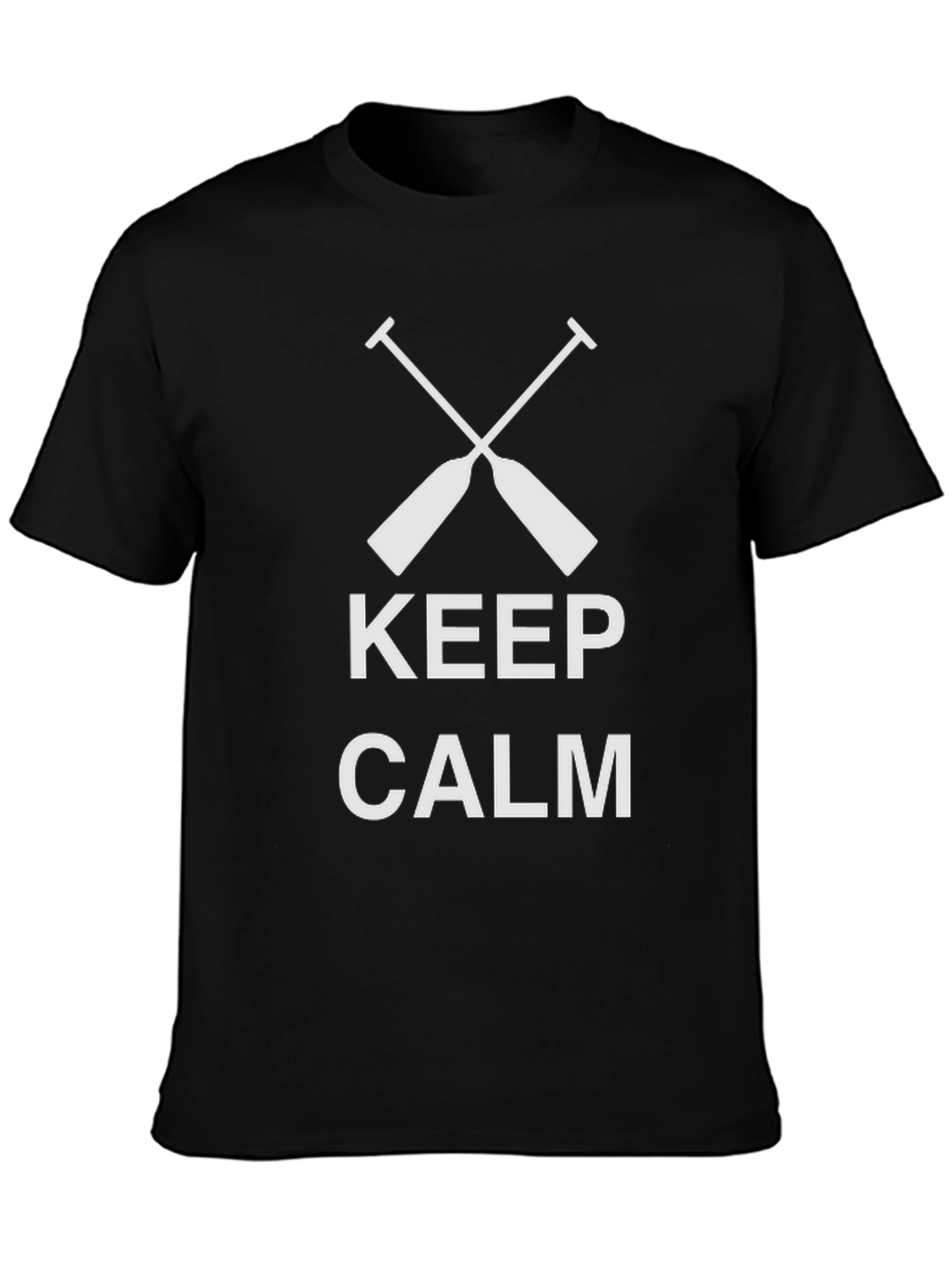 Keep Calm Rowing T-Shirt - Black Crew Neck