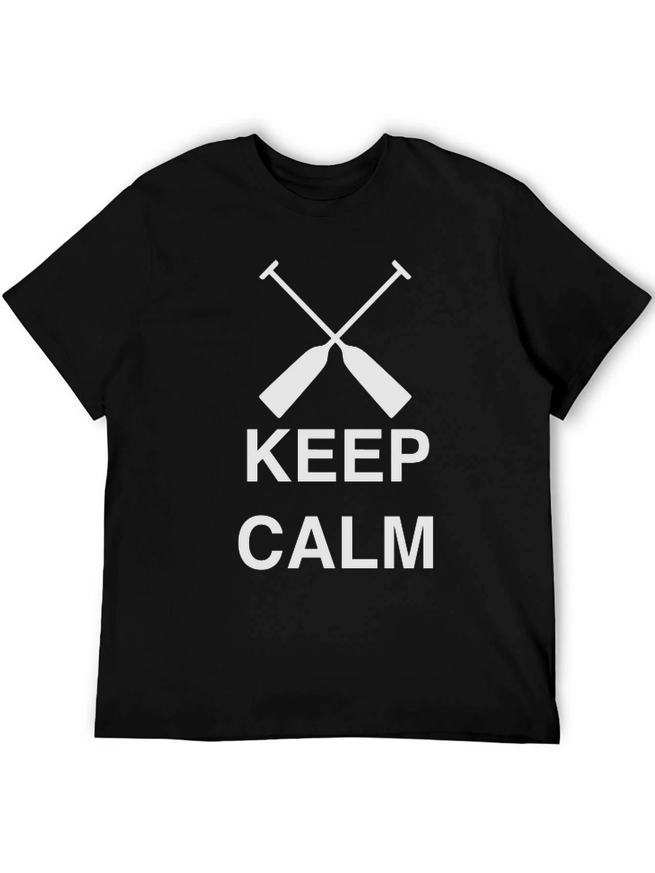 Keep Calm Rowing T-Shirt - Black Crew Neck