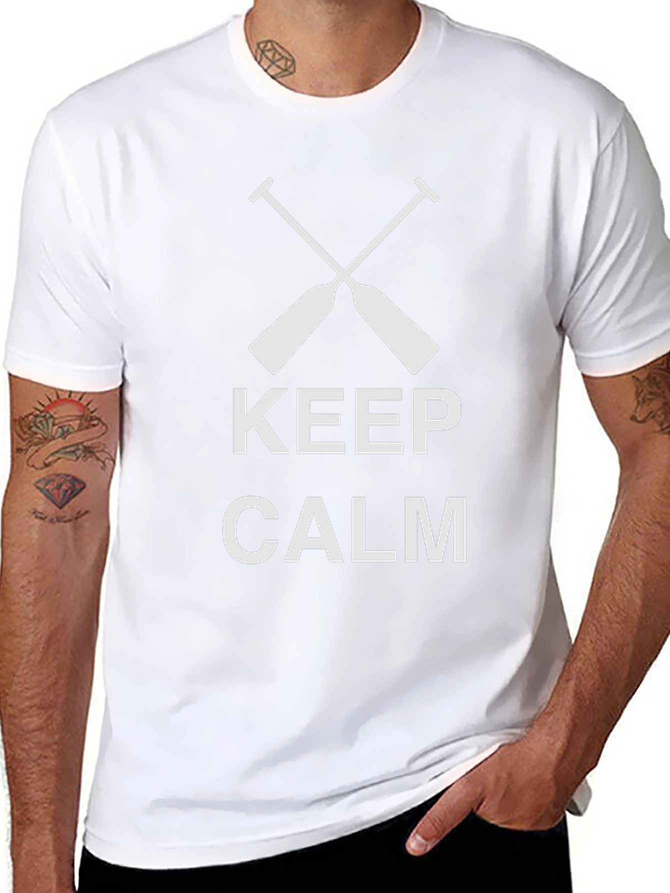 Keep Calm Rowing T-Shirt - Black Crew Neck