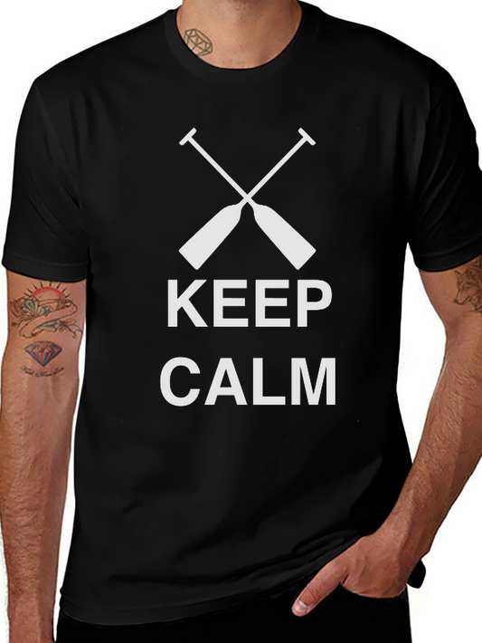 Keep Calm Rowing T-Shirt - Black Crew Neck