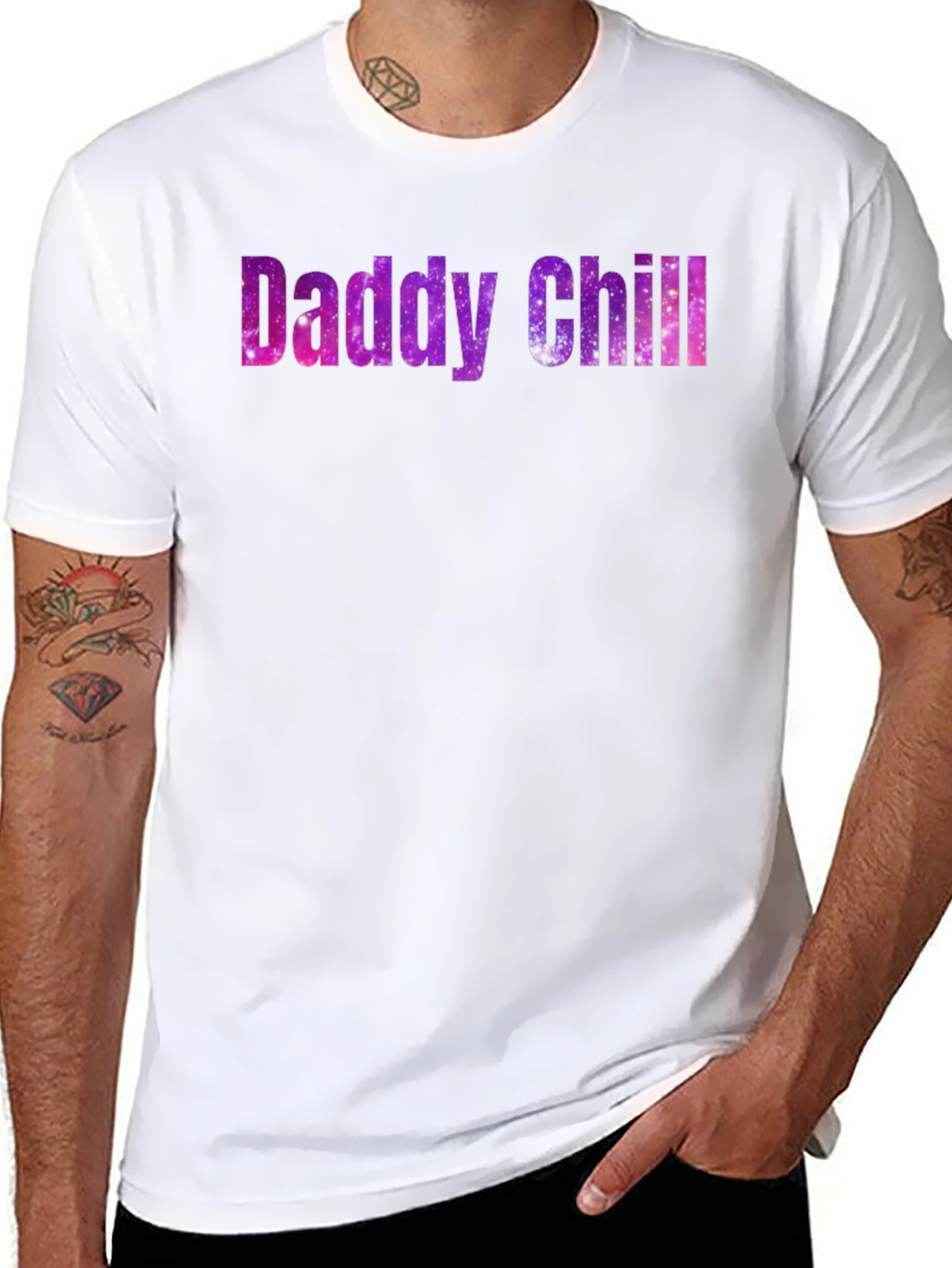 Daddy Chill Galaxy Print Black T-Shirt