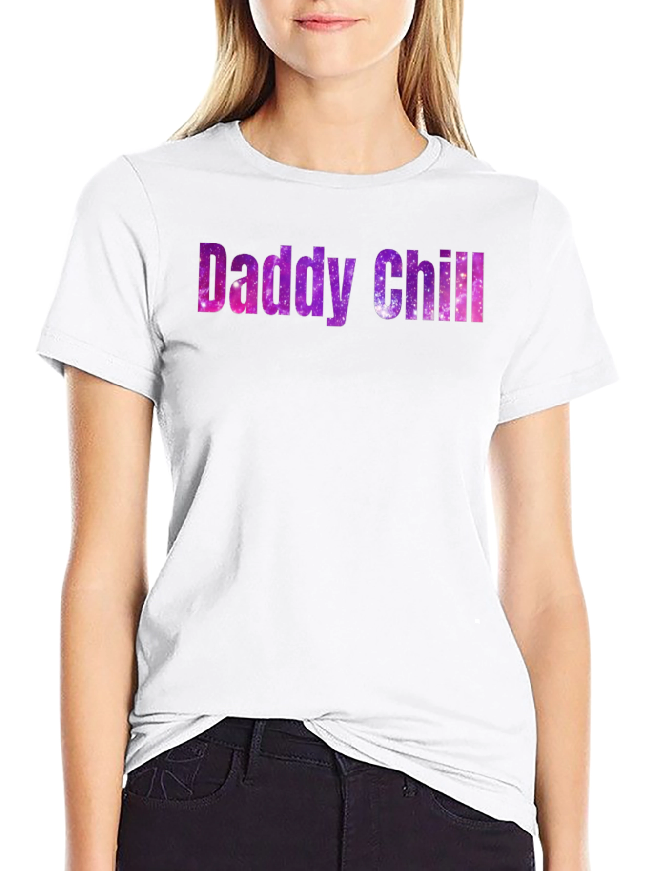 Daddy Chill Galaxy Print Black T-Shirt