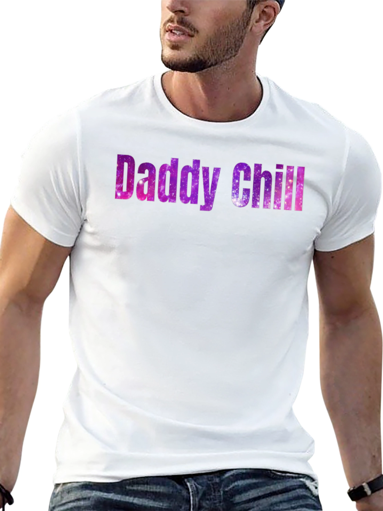 Daddy Chill Galaxy Print Black T-Shirt