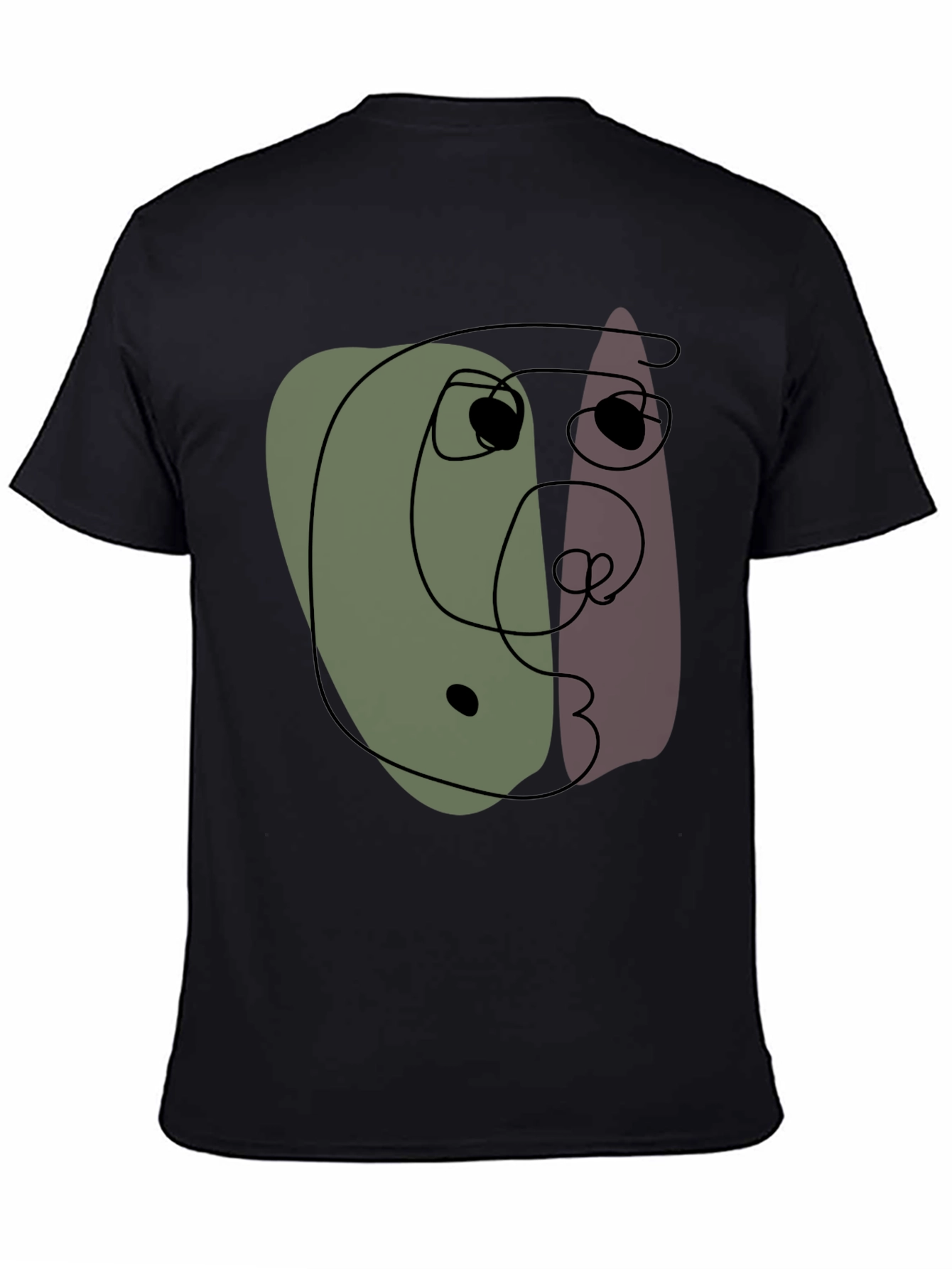 Abstract Face Graphic Black T-Shirt