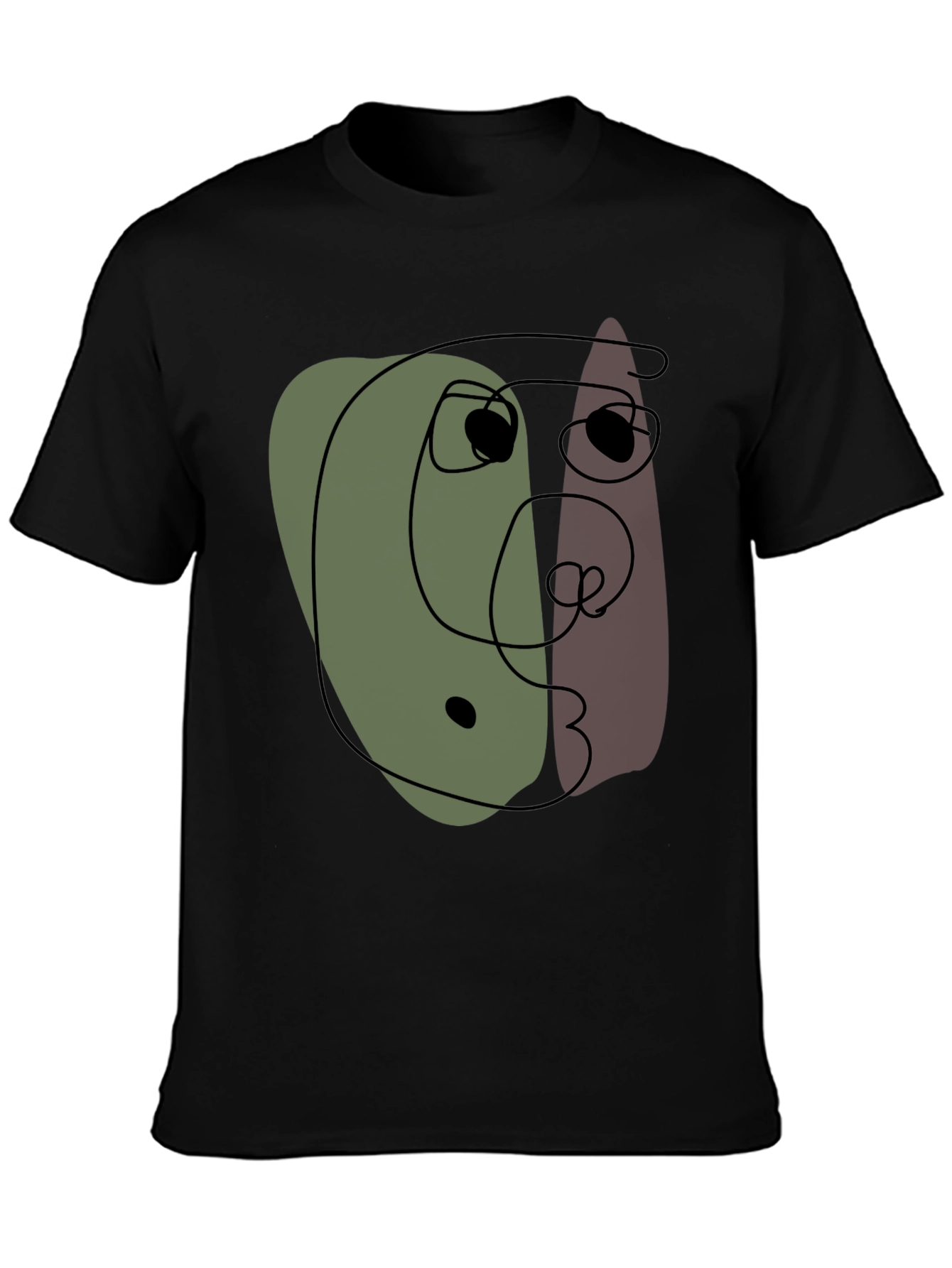 Abstract Face Graphic Black T-Shirt