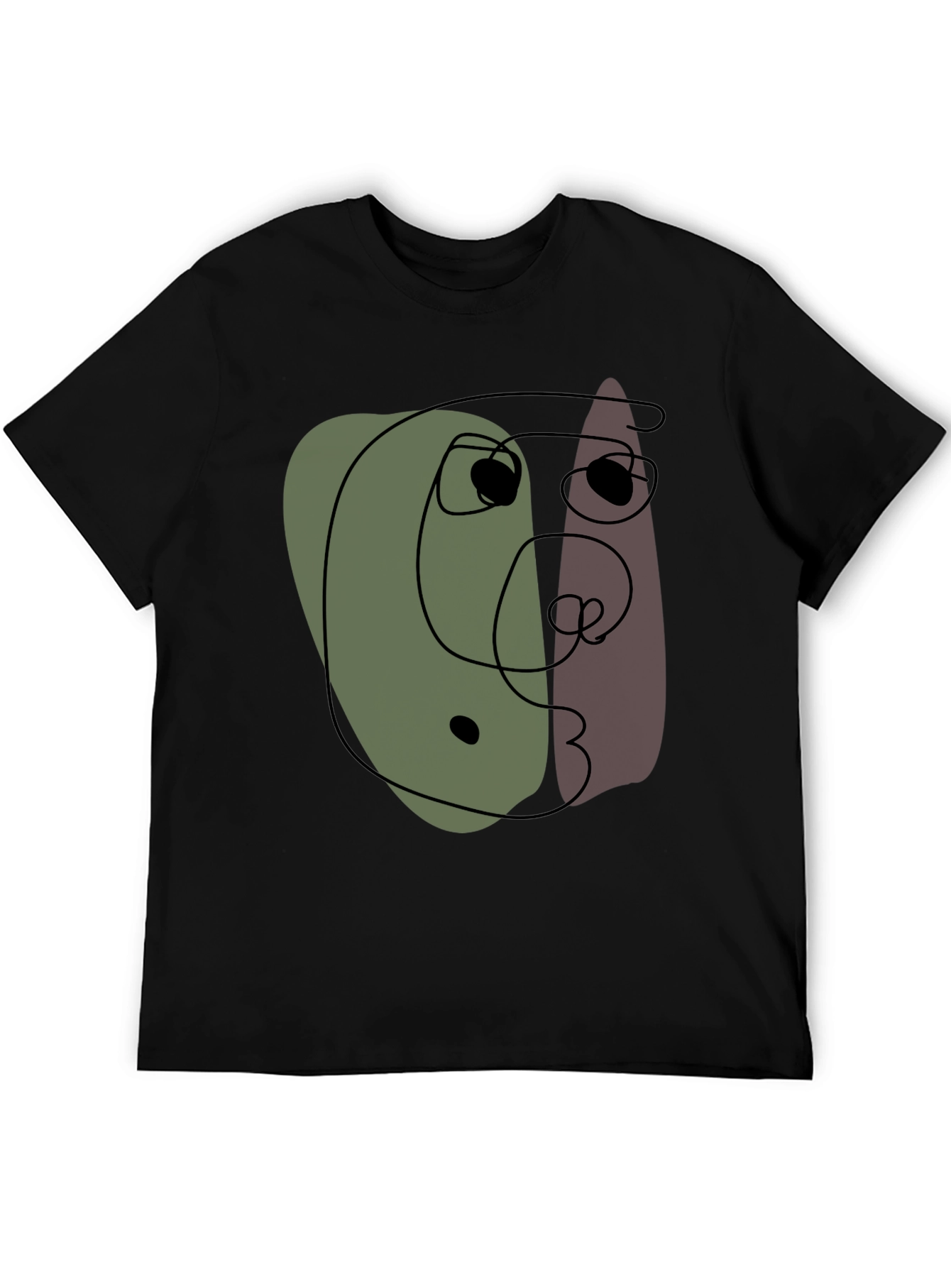 Abstract Face Graphic Black T-Shirt