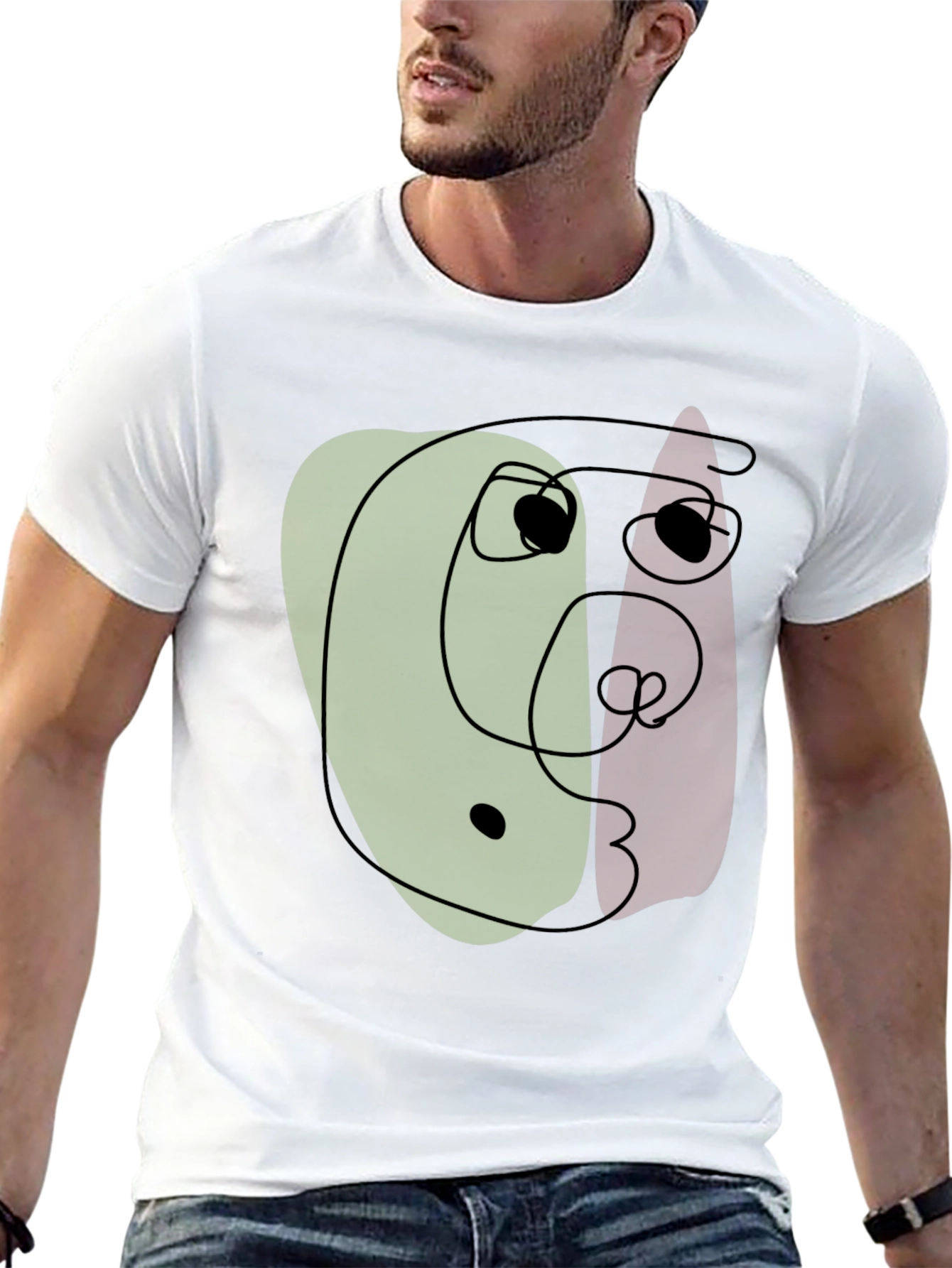 Abstract Face Graphic Black T-Shirt