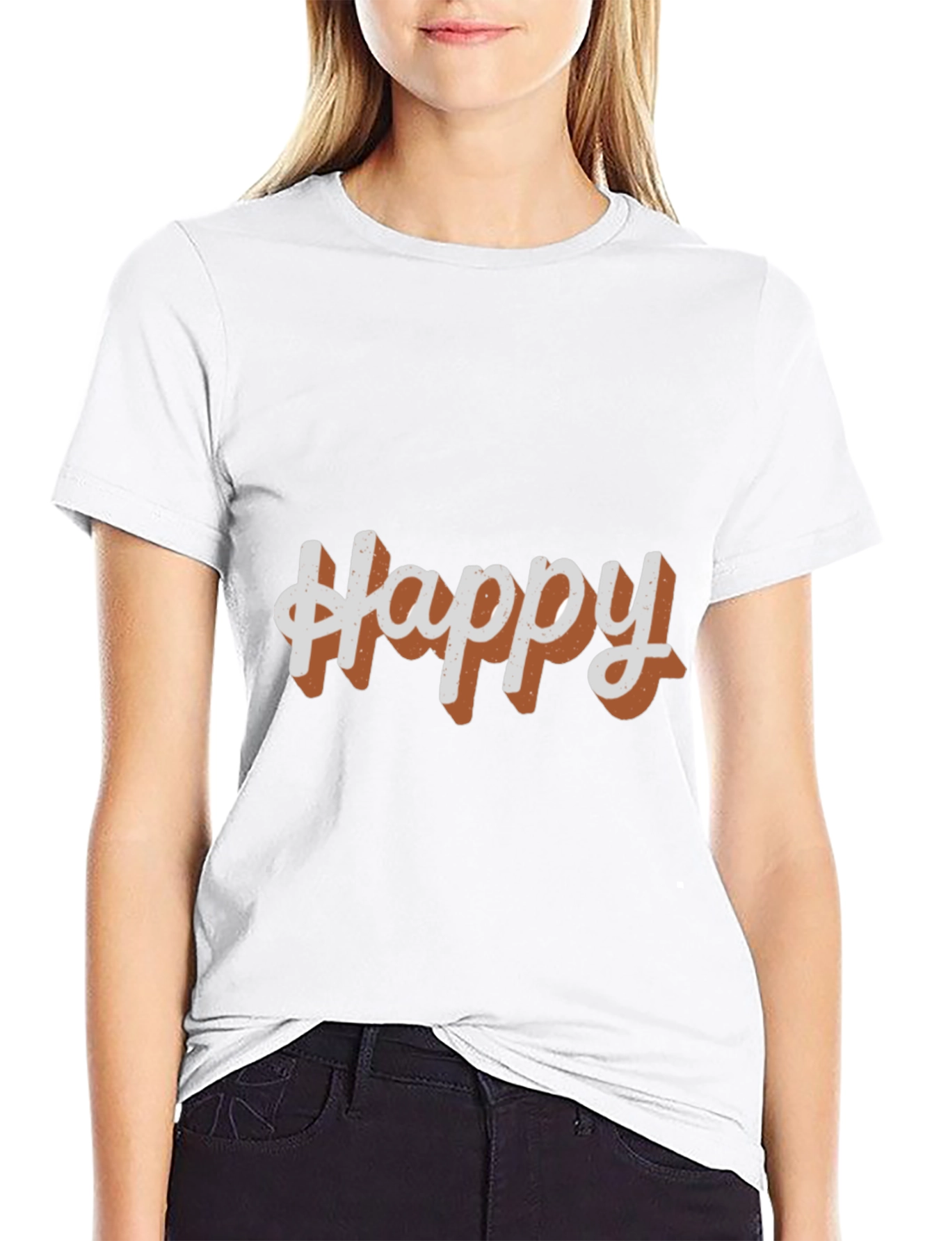 Happy Graphic Tee - Casual Black T-Shirt