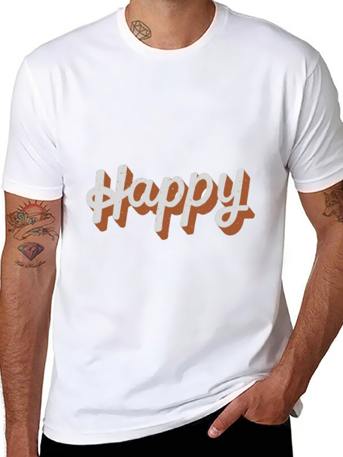 Happy Graphic Tee - Casual Black T-Shirt