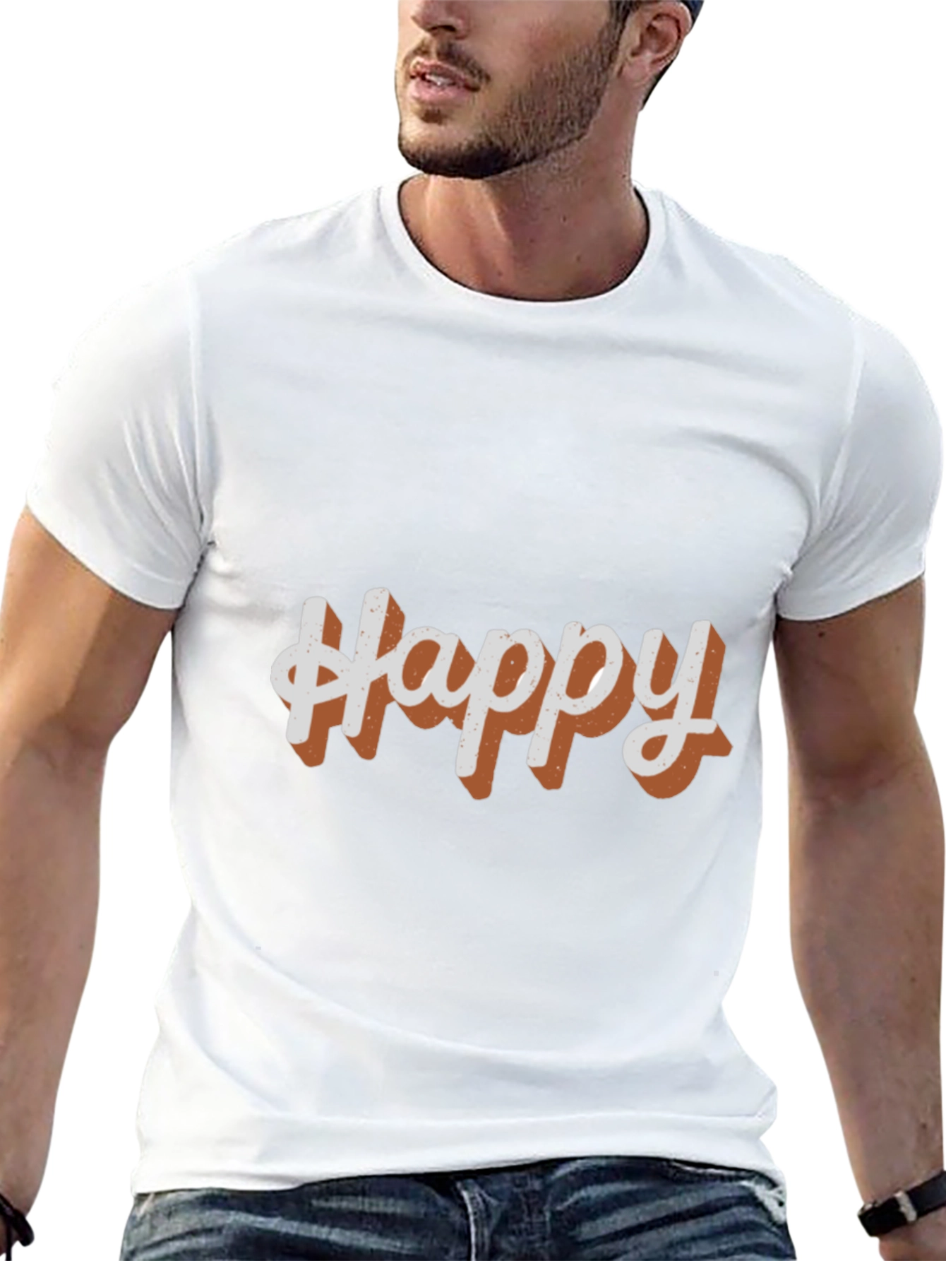 Happy Graphic Tee - Casual Black T-Shirt