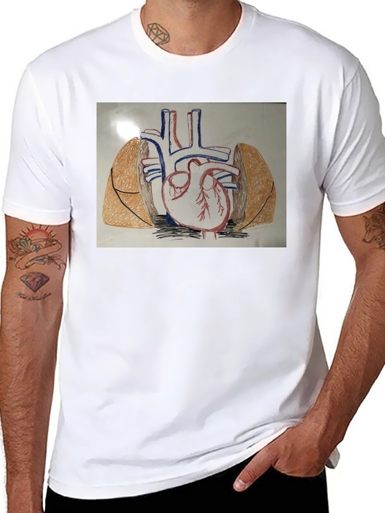 Anatomy Heart T-Shirt - Black Cotton Graphic Tee