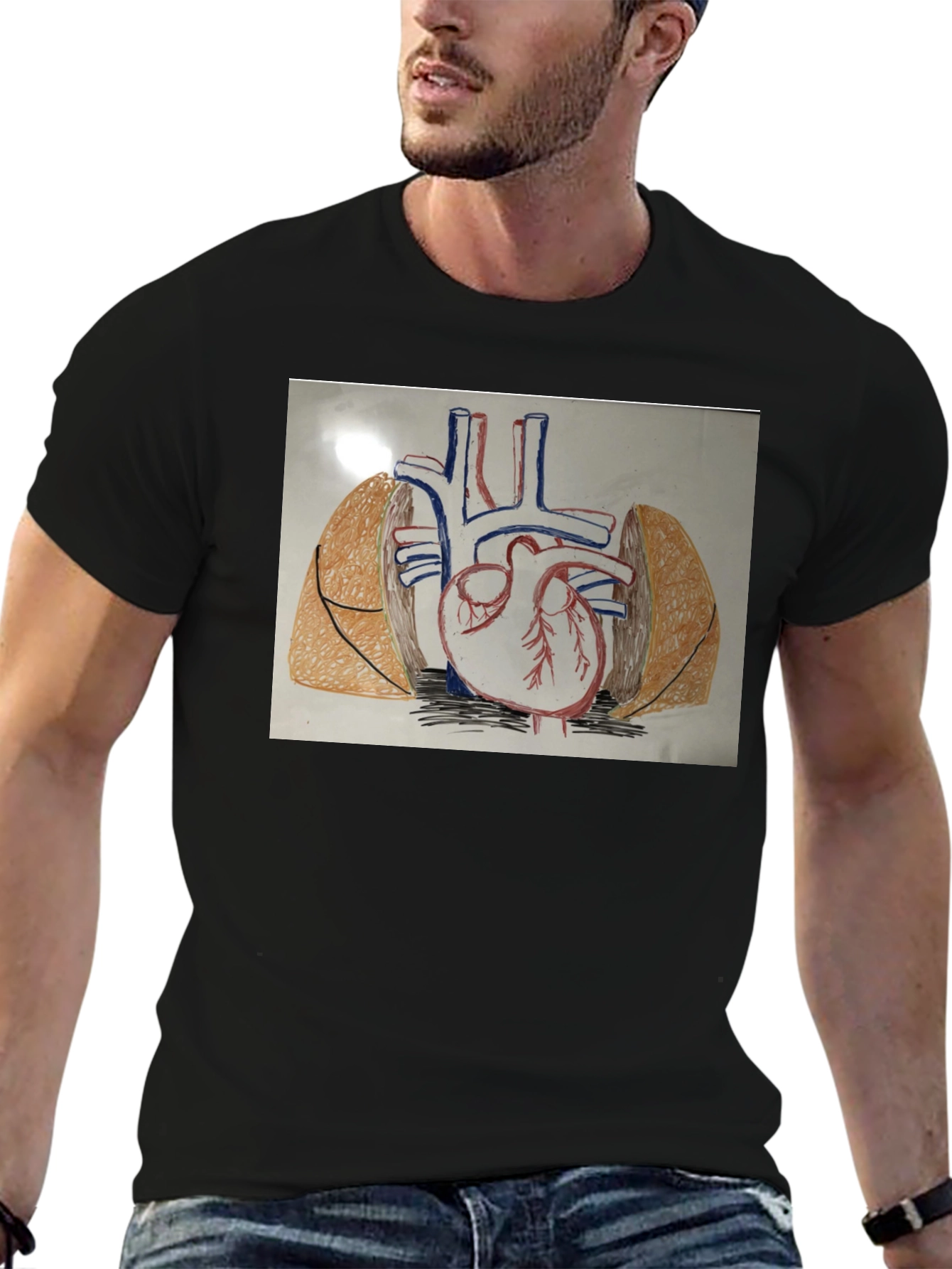 Anatomy Heart T-Shirt - Black Cotton Graphic Tee