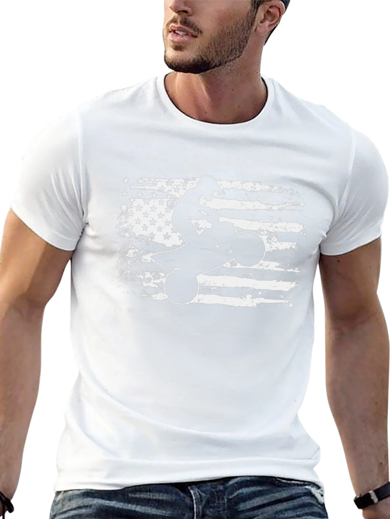 American Flag ATV Rider Black T-Shirt