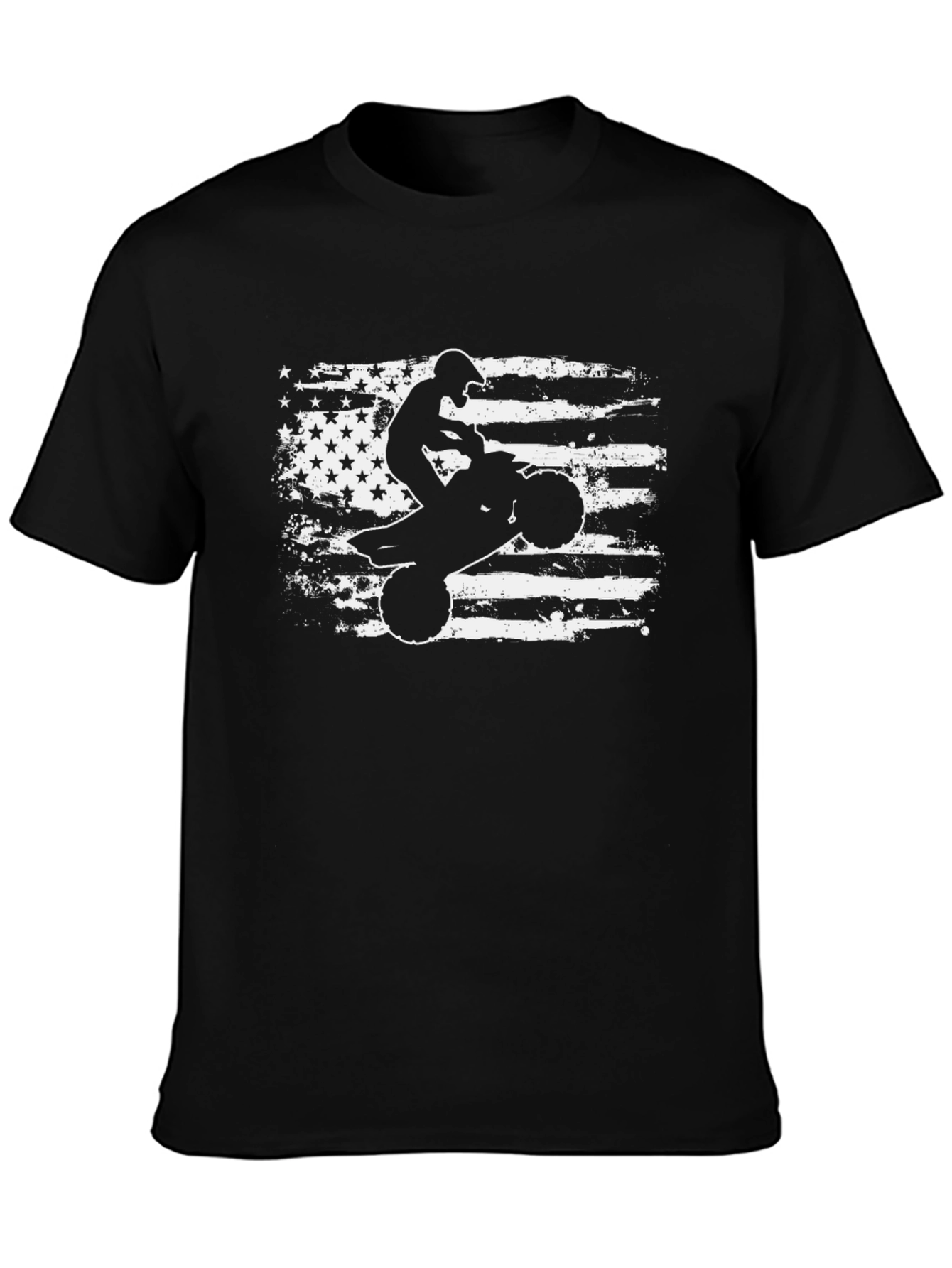 American Flag ATV Rider Black T-Shirt