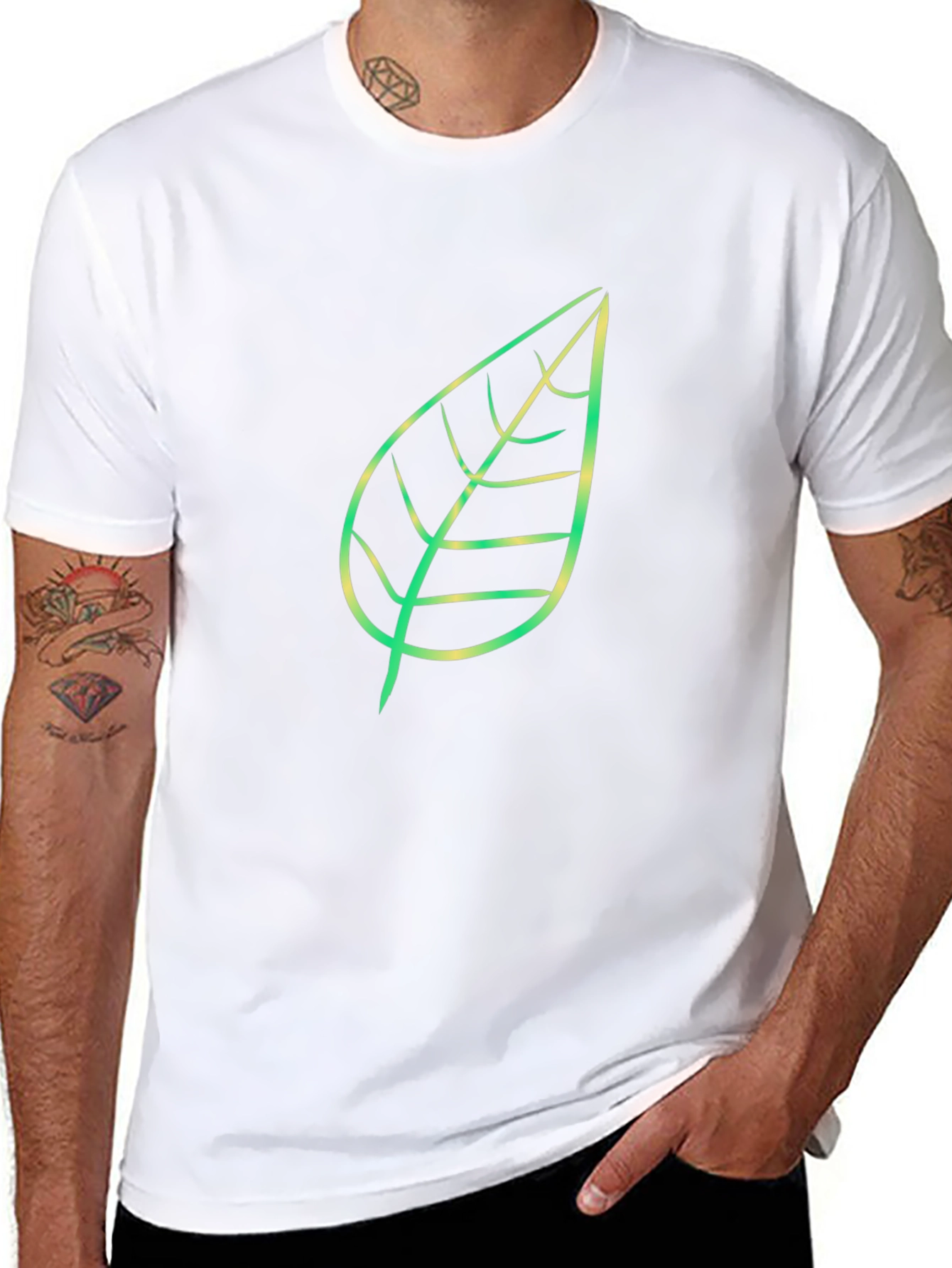 Nature Leaf Graphic Tee - Black Cotton T-Shirt