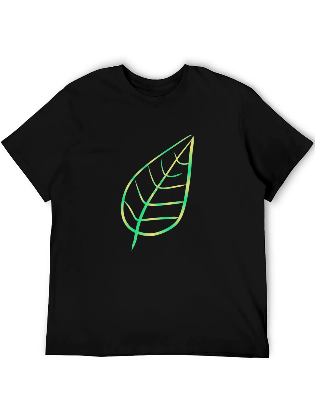 Nature Leaf Graphic Tee - Black Cotton T-Shirt