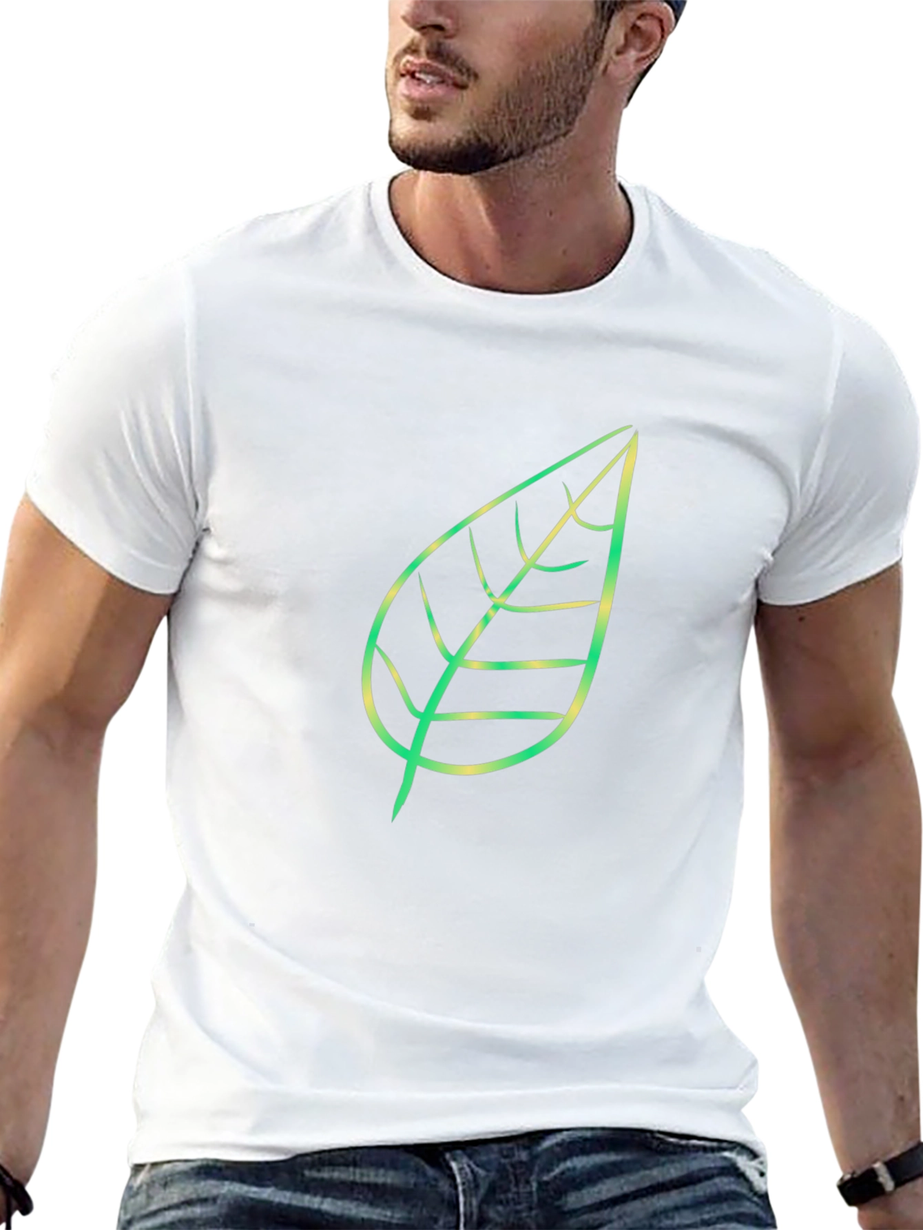 Nature Leaf Graphic Tee - Black Cotton T-Shirt