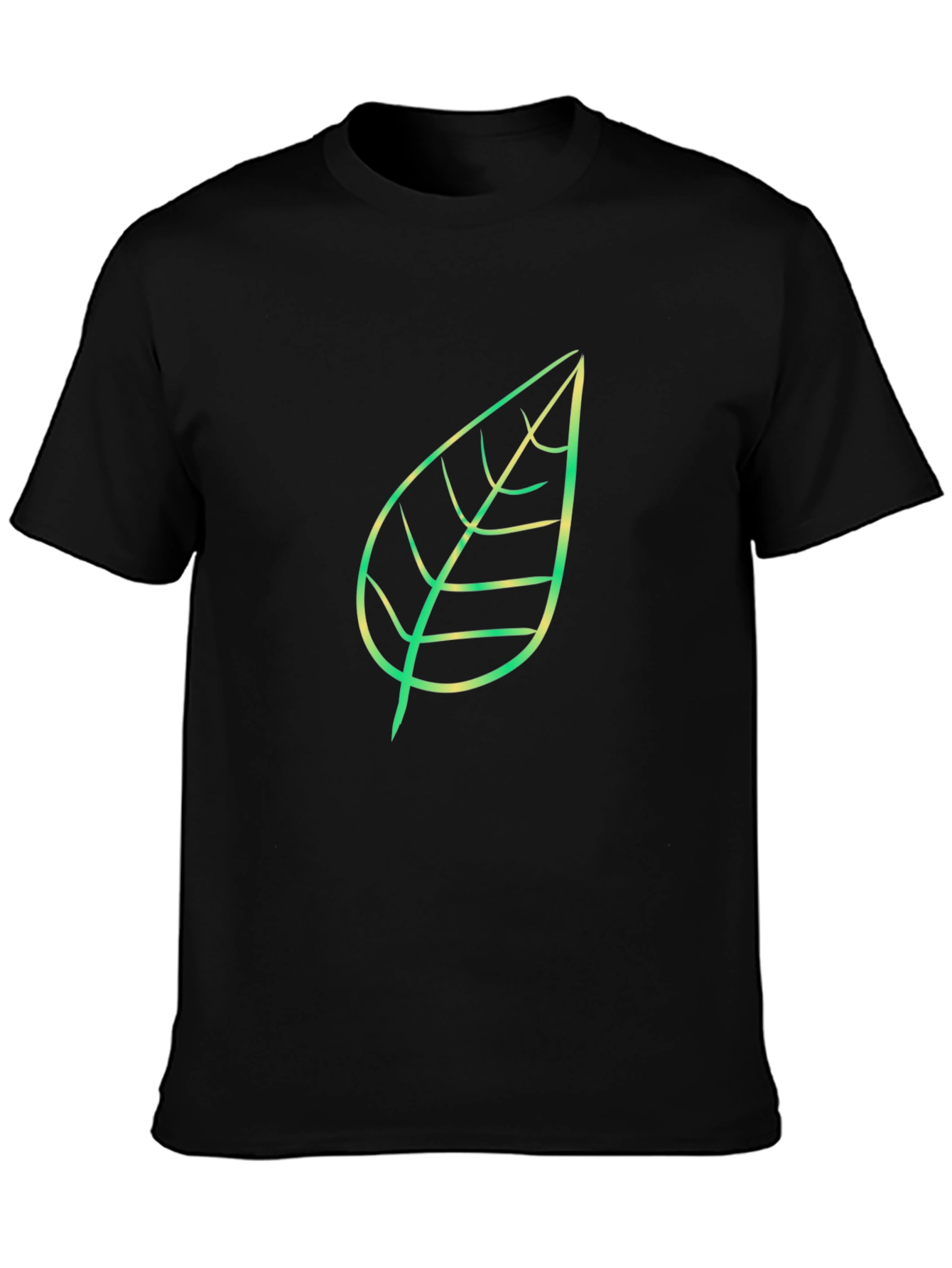 Nature Leaf Graphic Tee - Black Cotton T-Shirt