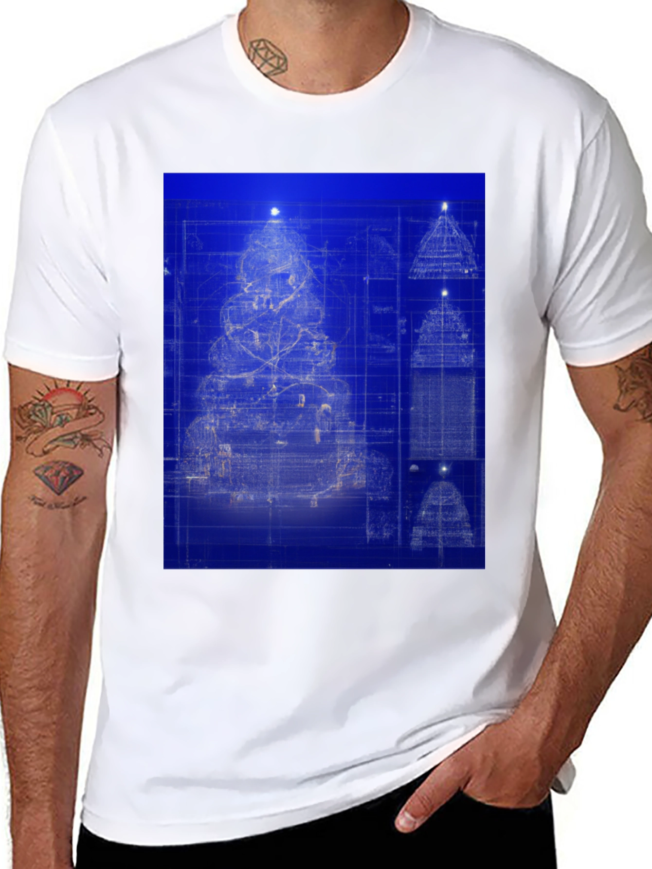 Blueprint Christmas Tree Graphic Tee
