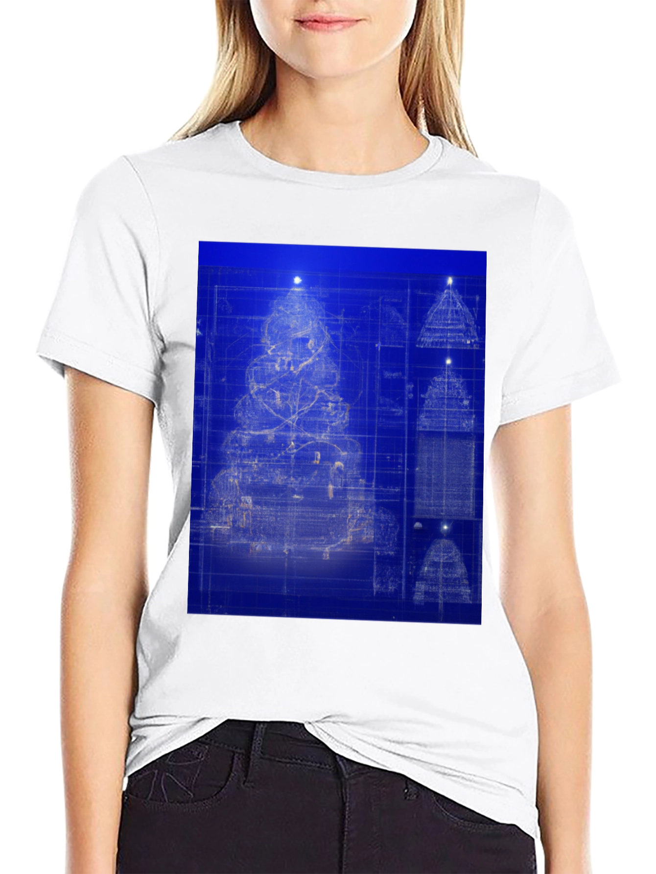 Blueprint Christmas Tree Graphic Tee