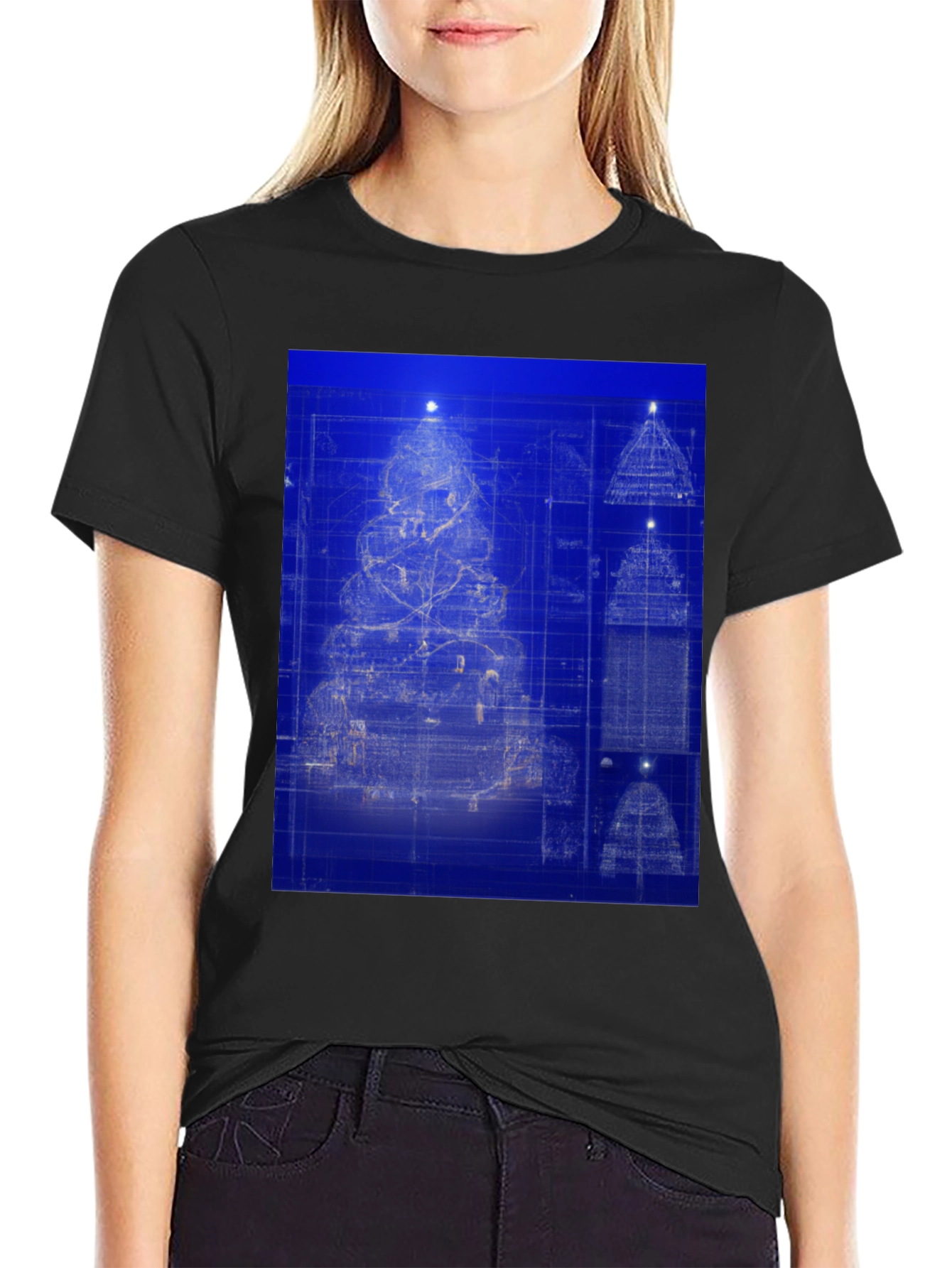 Blueprint Christmas Tree Graphic Tee