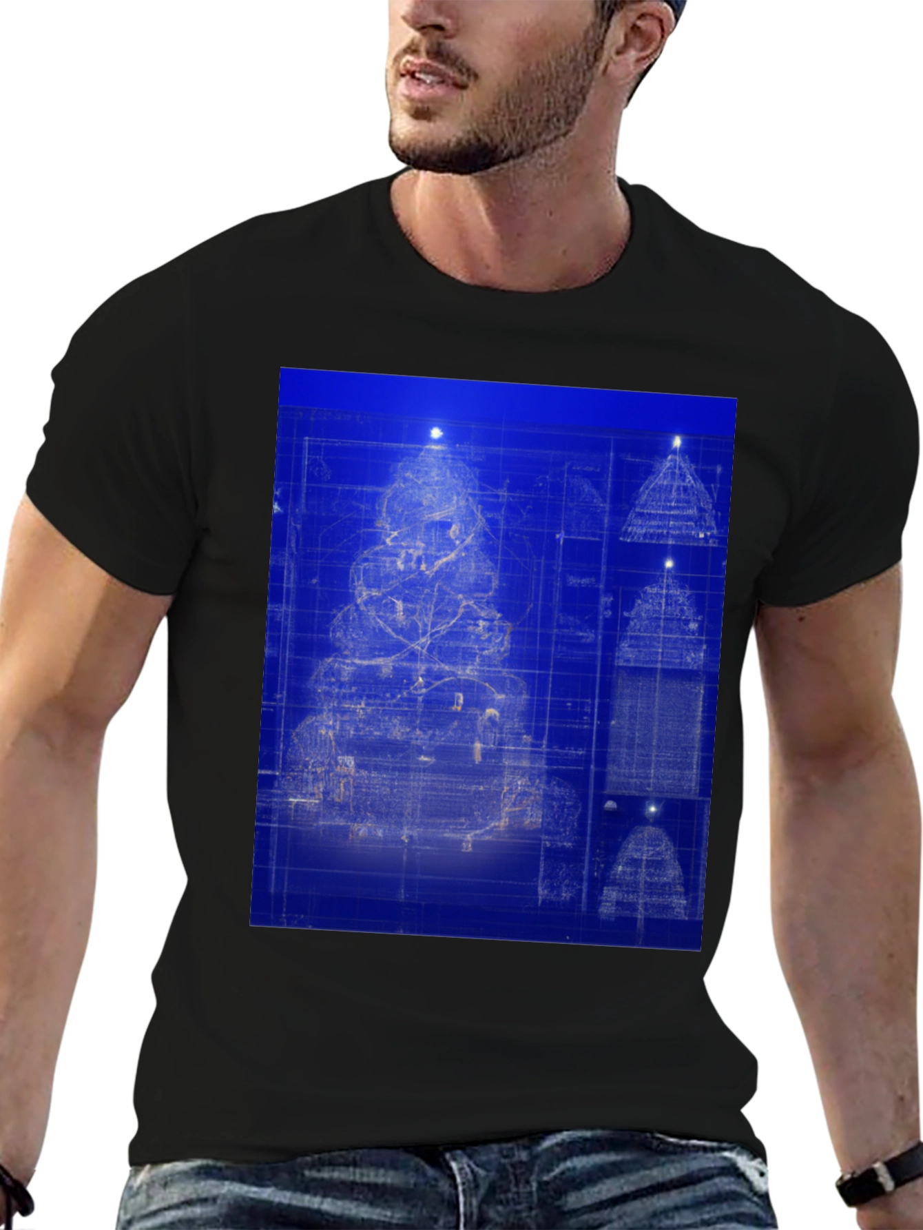 Blueprint Christmas Tree Graphic Tee