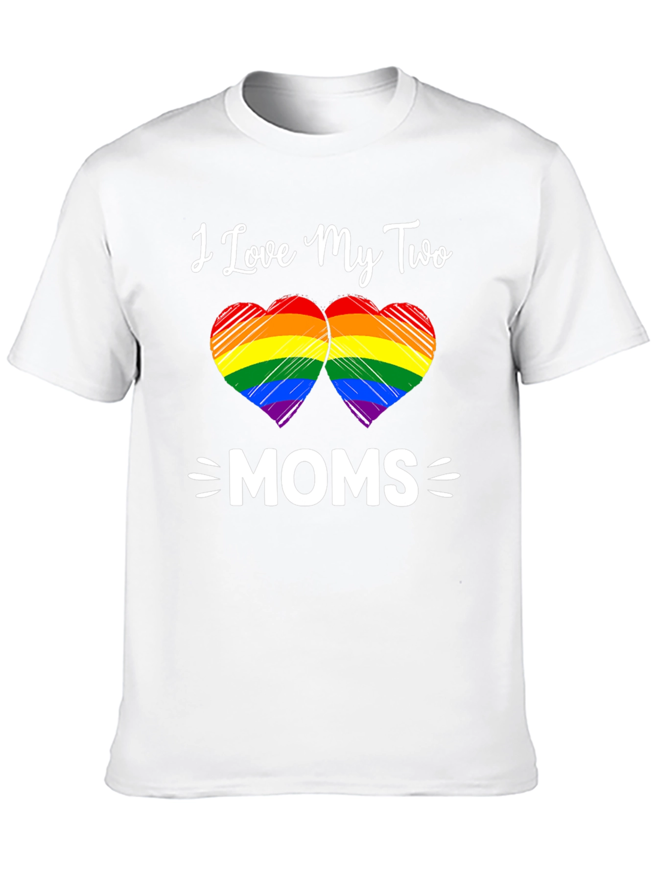 I Love My Two Moms Rainbow Heart T-Shirt