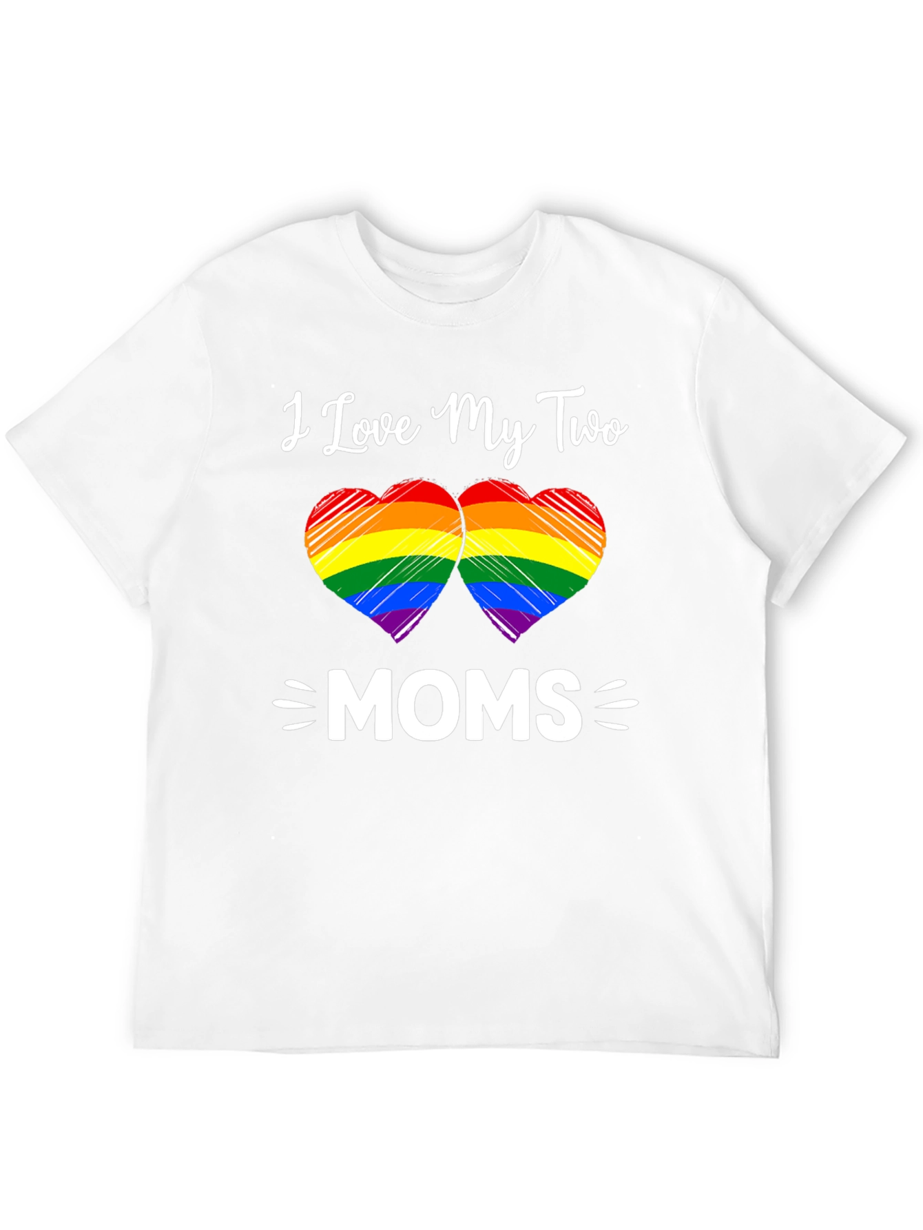 I Love My Two Moms Rainbow Heart T-Shirt