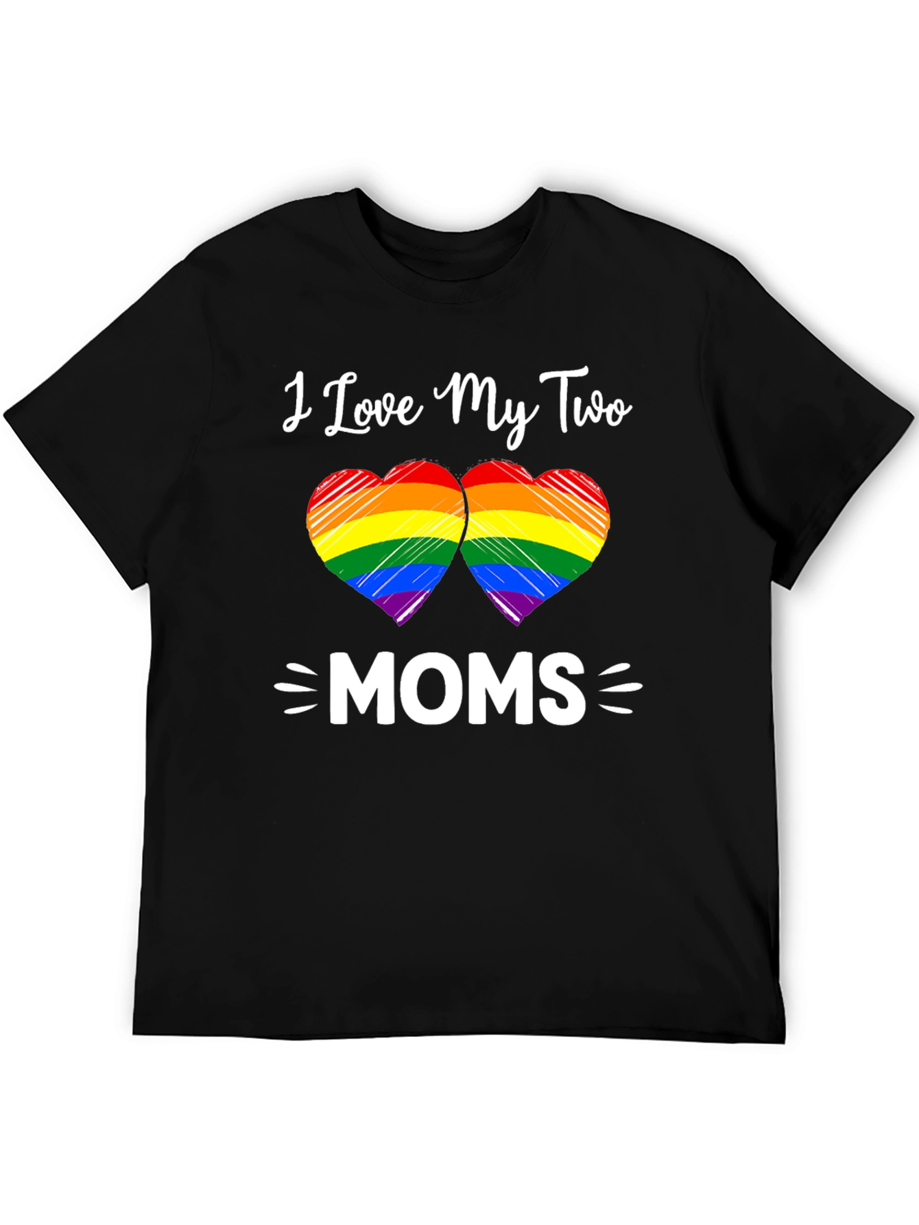 I Love My Two Moms Rainbow Heart T-Shirt