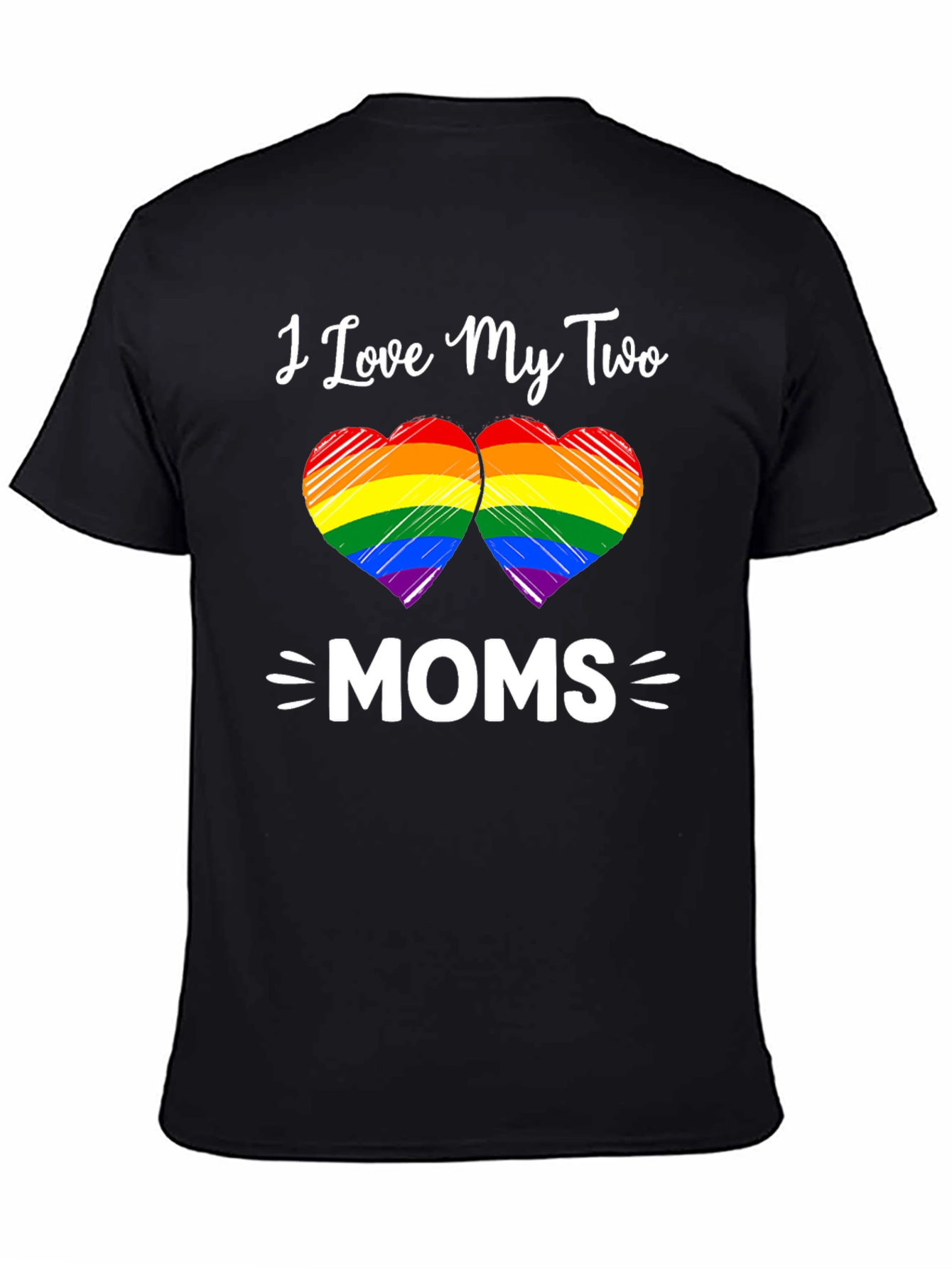 I Love My Two Moms Rainbow Heart T-Shirt