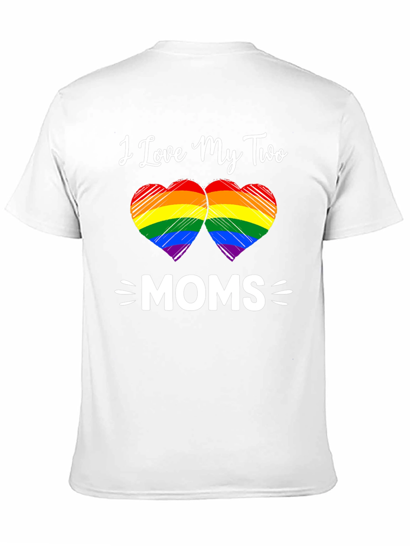 I Love My Two Moms Rainbow Heart T-Shirt