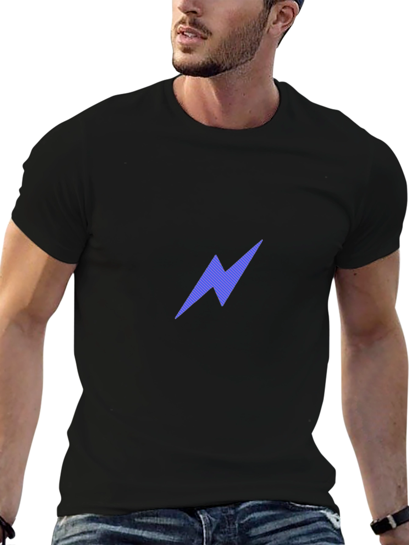 Black Lightning Bolt Graphic Tee - Casual Style