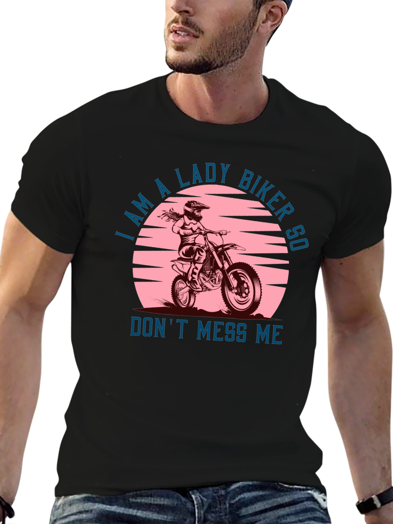 Lady Biker Graphic Tee -  Dont Mess Me T-Shirt