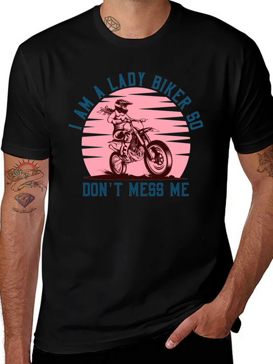 Lady Biker Graphic Tee -  Dont Mess Me T-Shirt