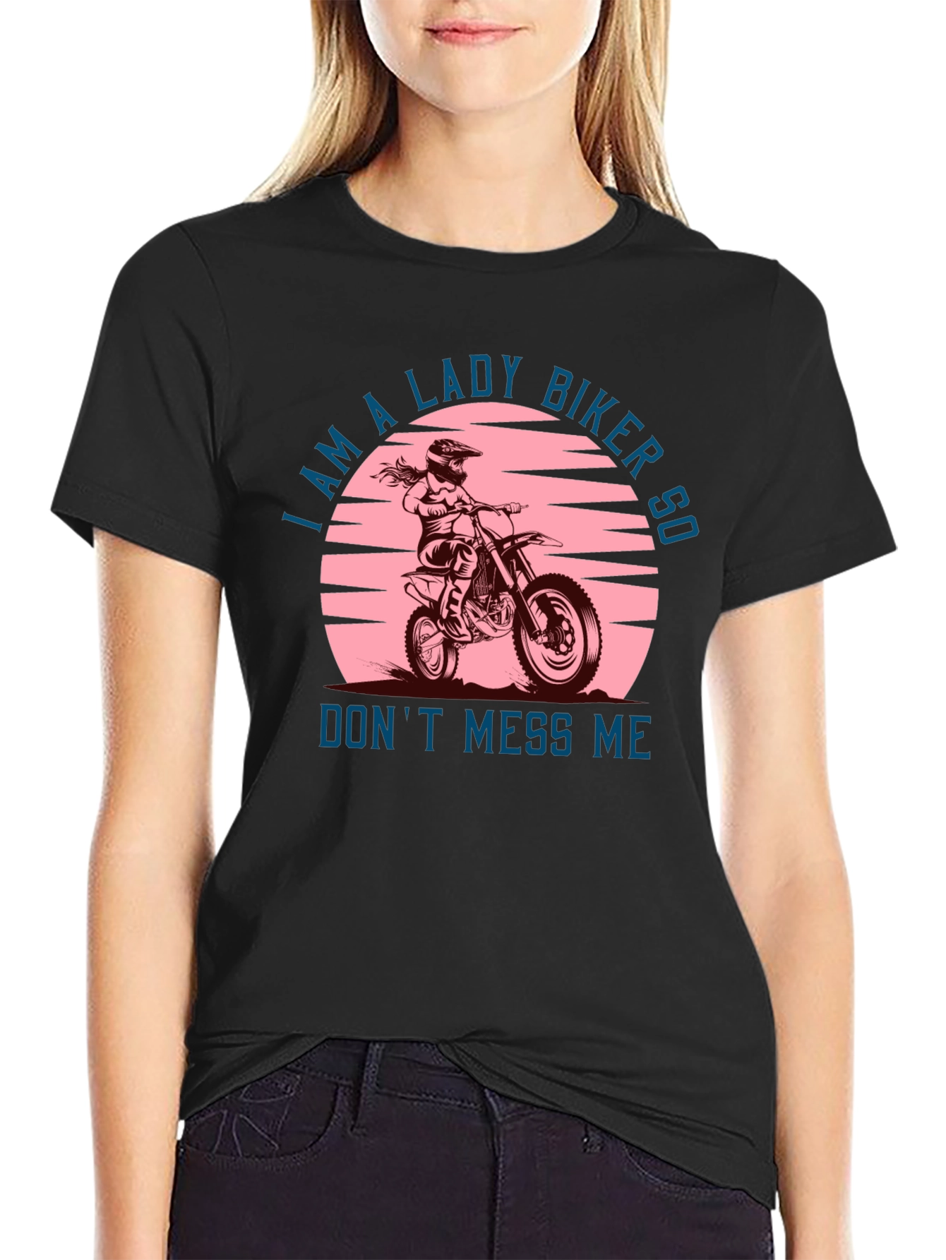 Lady Biker Graphic Tee -  Dont Mess Me T-Shirt