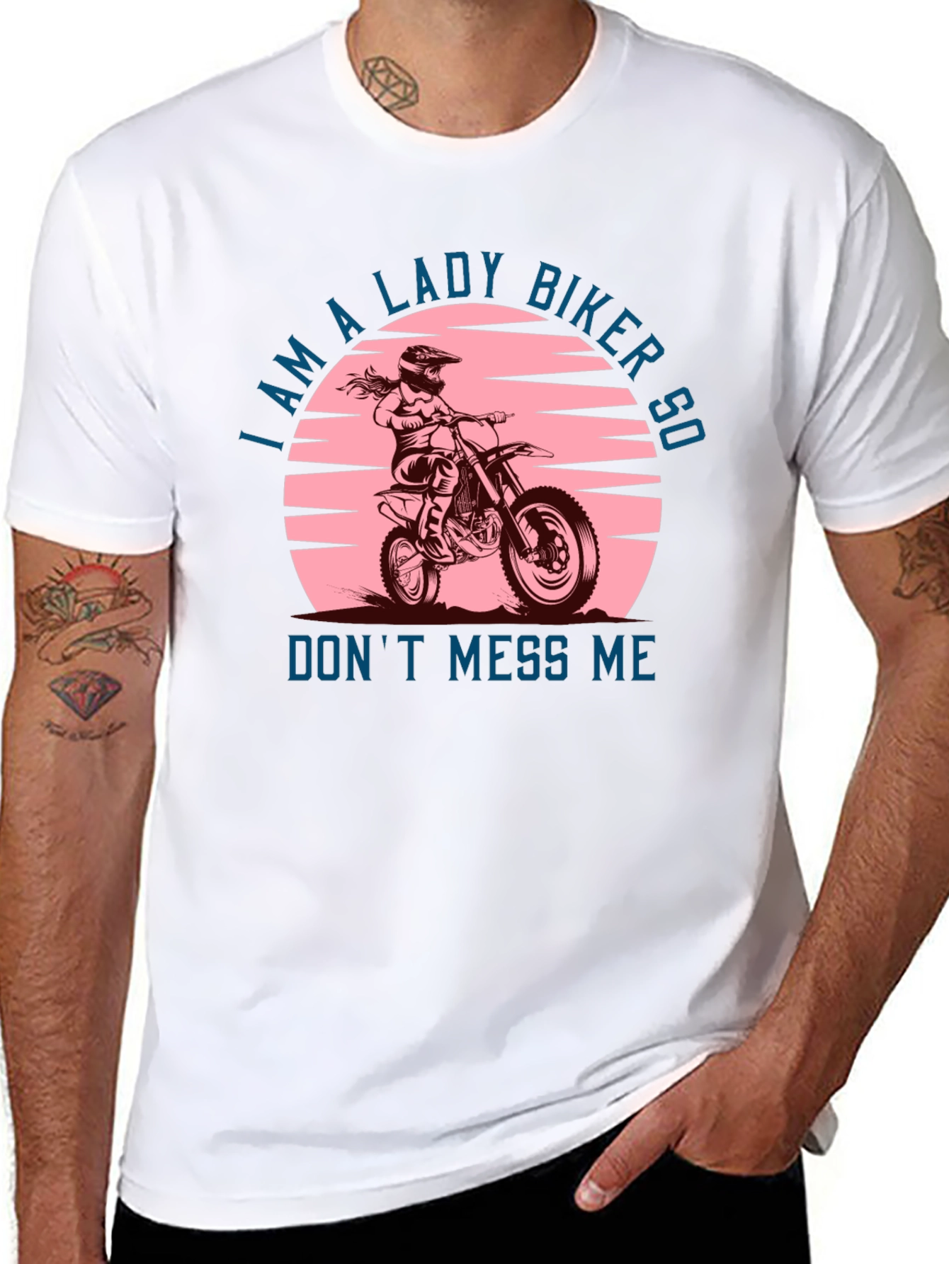 Lady Biker Graphic Tee -  Dont Mess Me T-Shirt