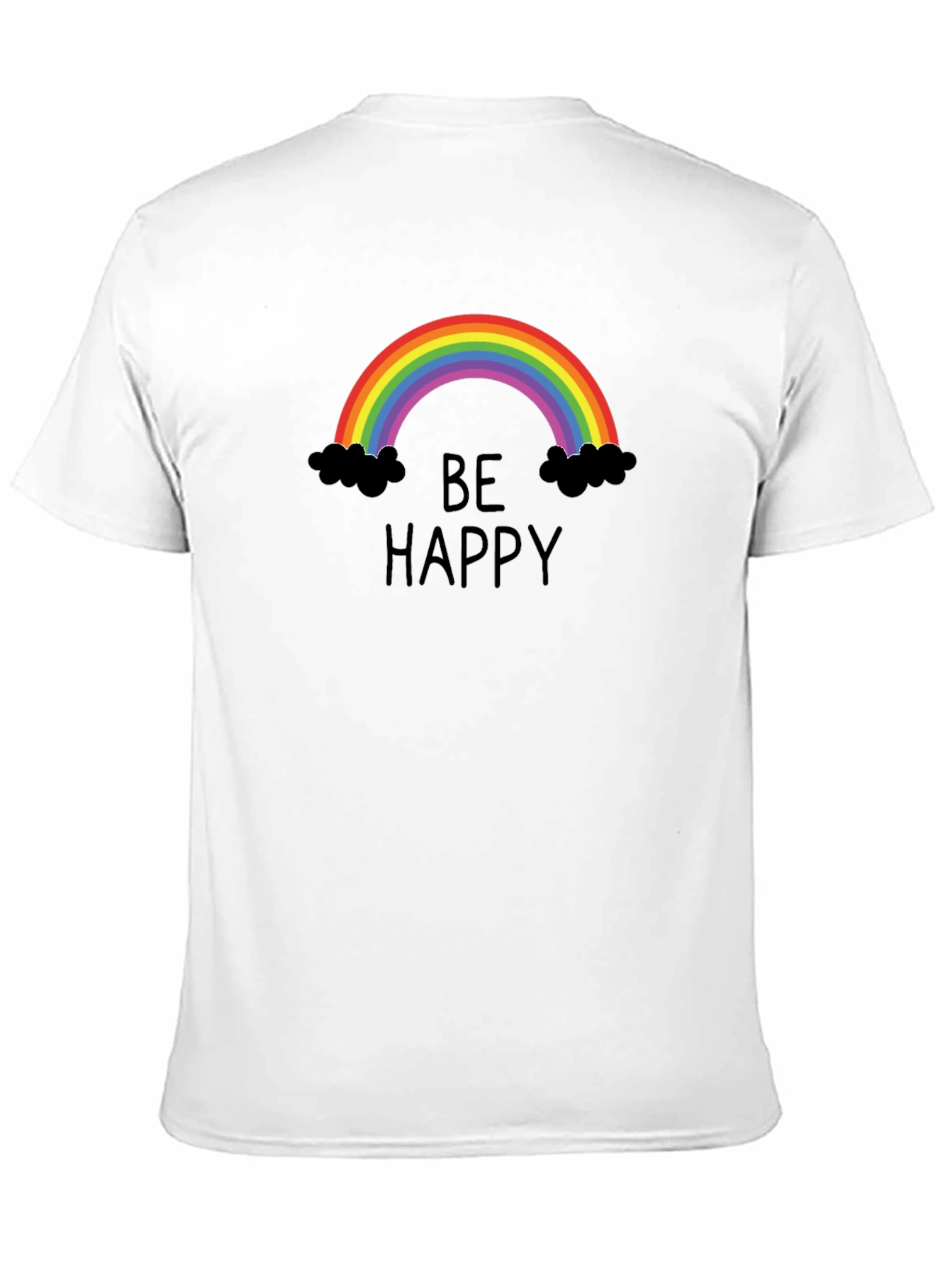 Be Happy Rainbow Graphic Tee - Unisex Black T-Shirt