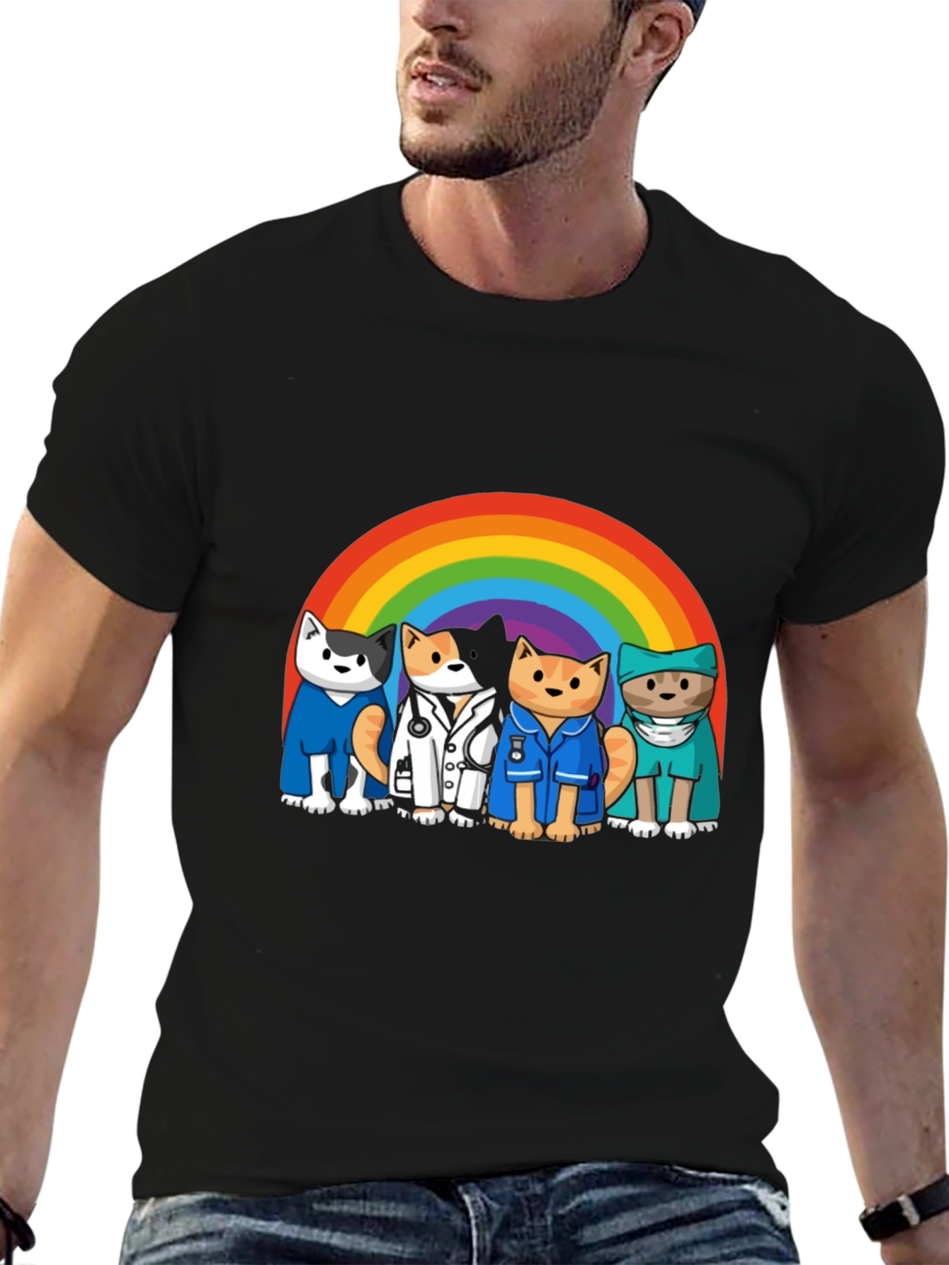 Rainbow Cats Medical Hero T-Shirt