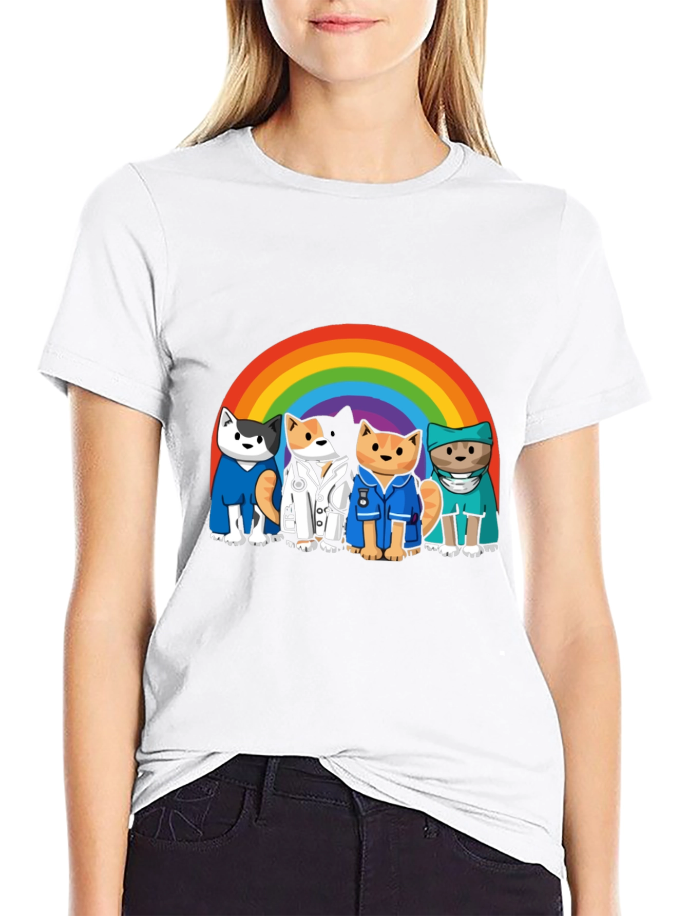 Rainbow Cats Medical Hero T-Shirt