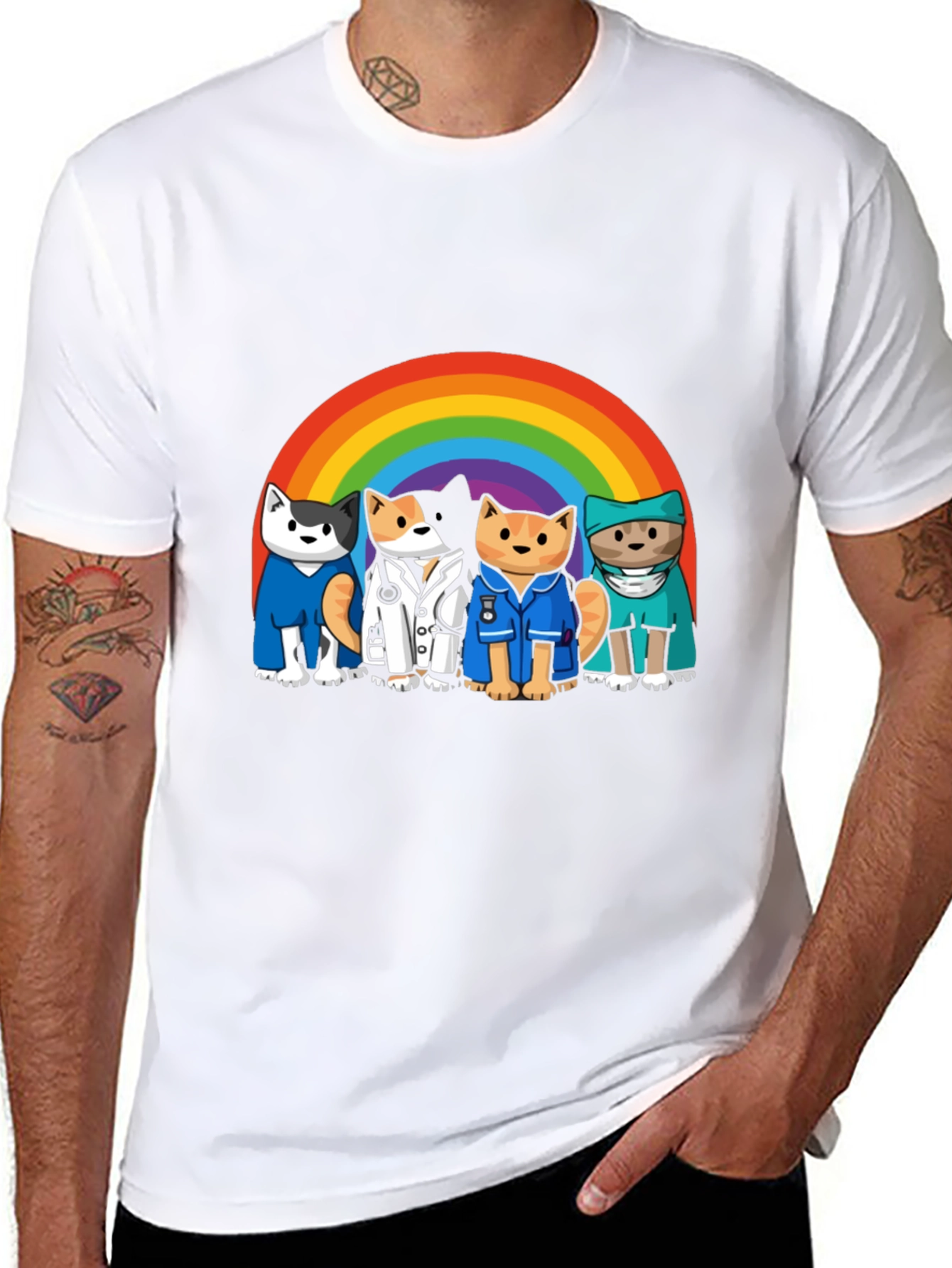 Rainbow Cats Medical Hero T-Shirt