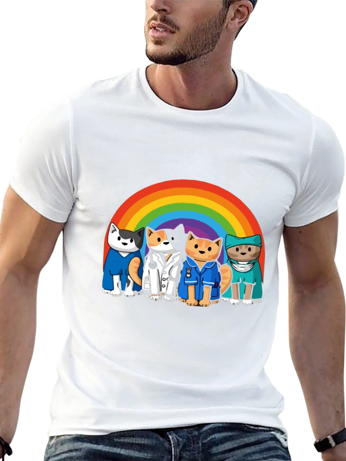 Rainbow Cats Medical Hero T-Shirt