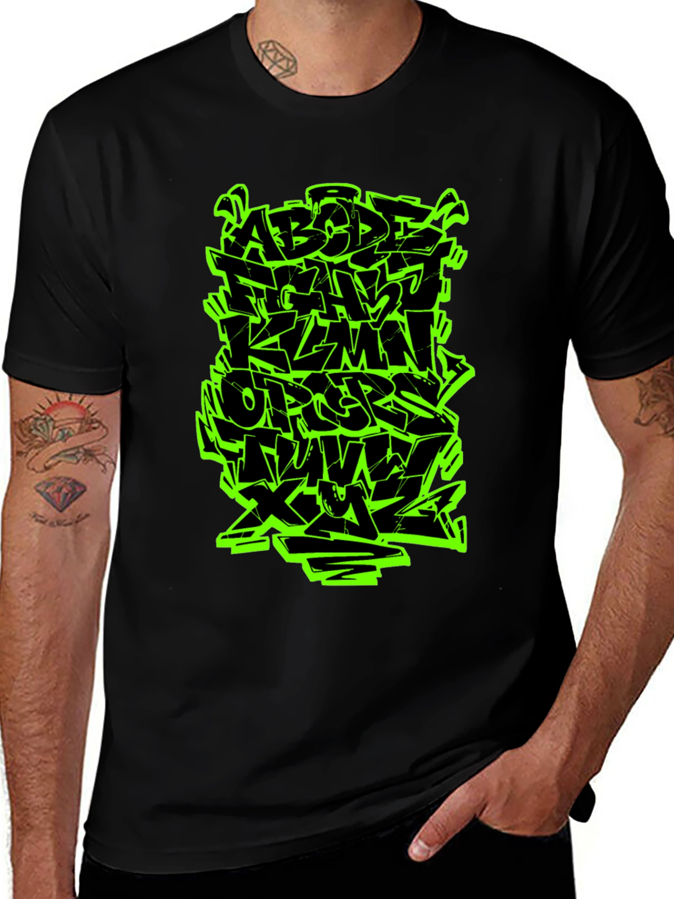 Graffiti Alphabet Black T-Shirt
