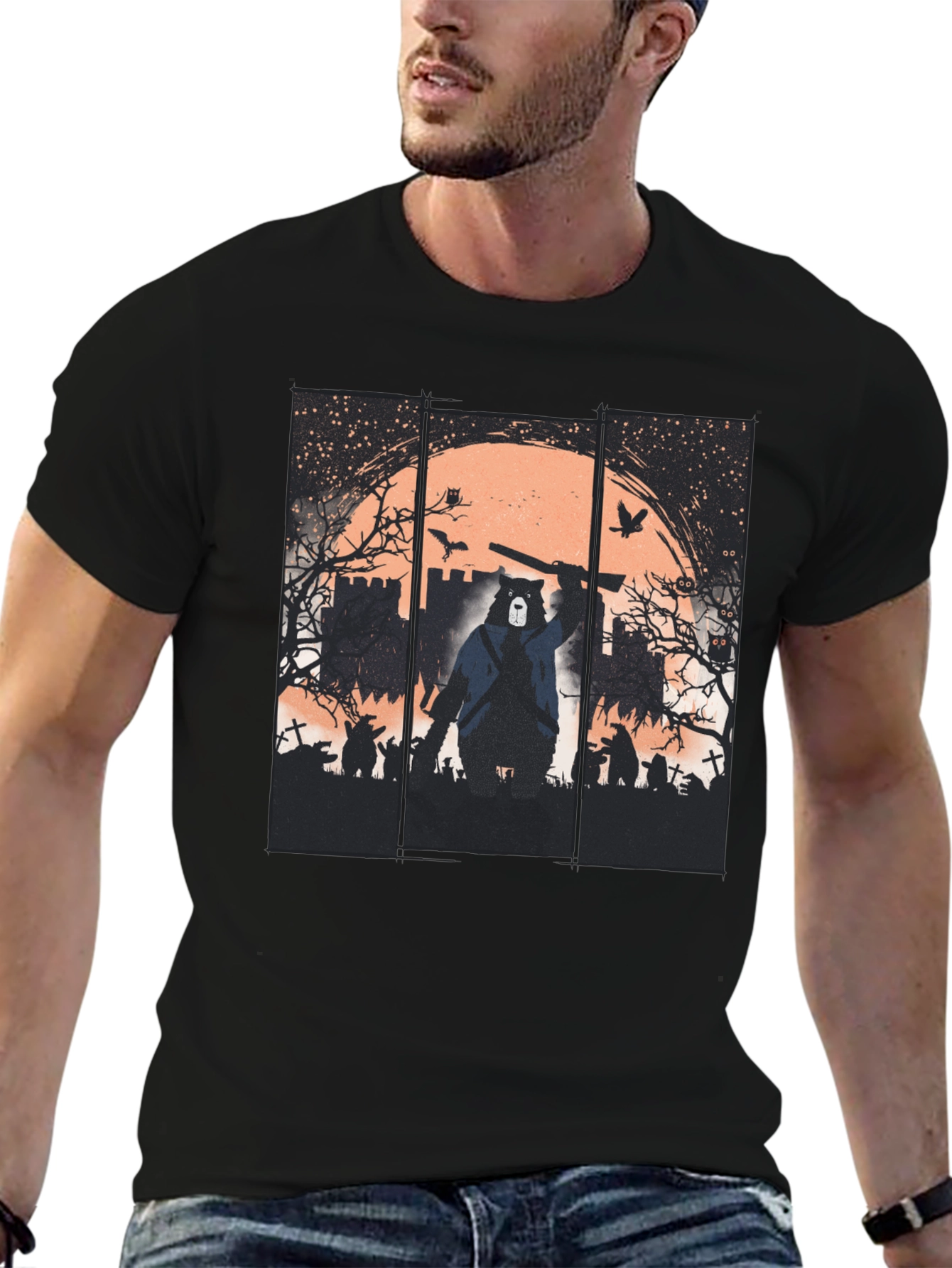 Zombie Hunter Bear Graphic Tee