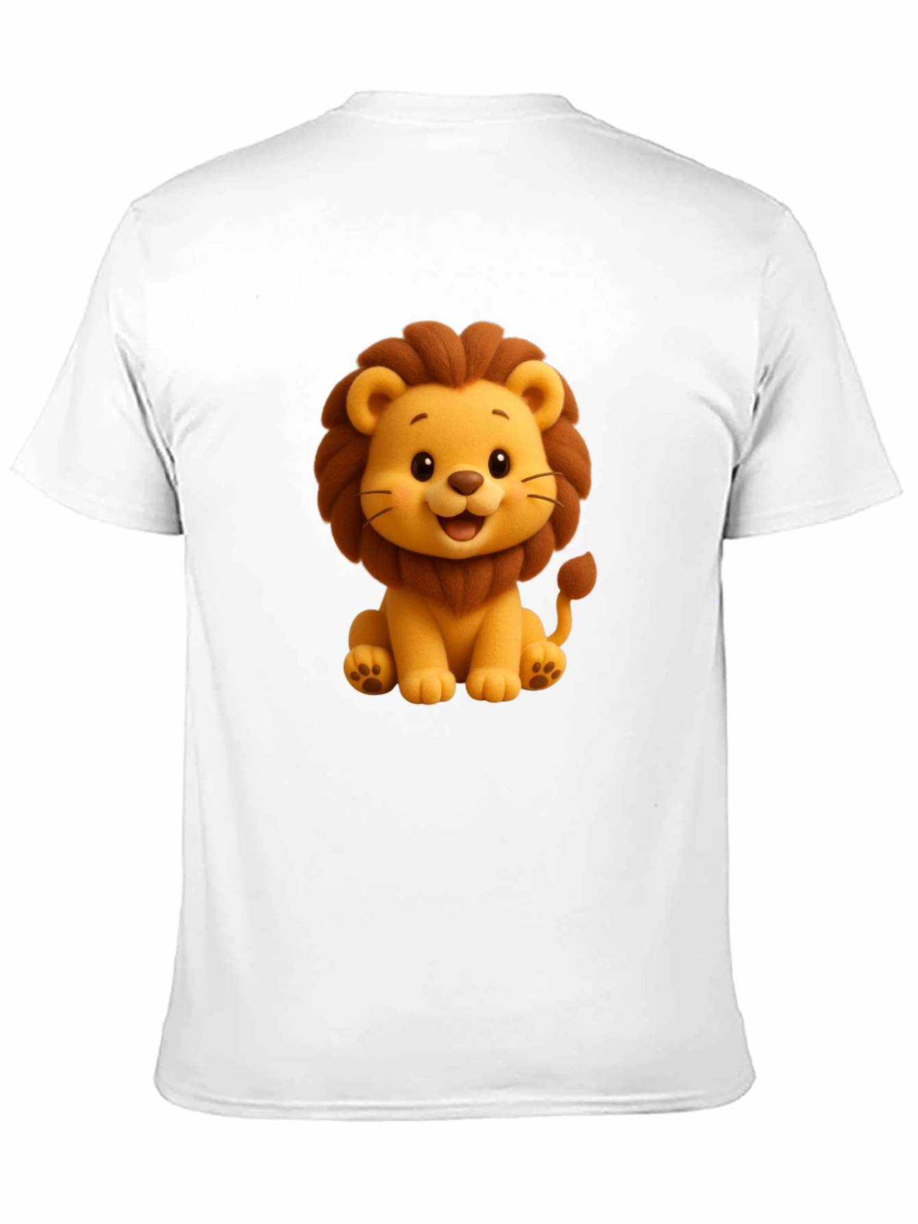 Cute Cartoon Lion Graphic Tee - Black