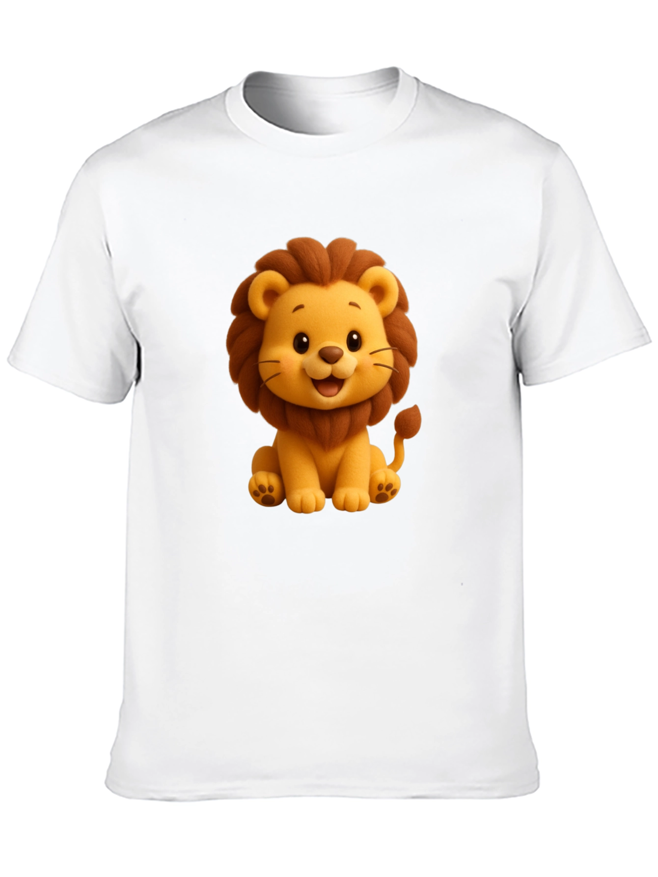 Cute Cartoon Lion Graphic Tee - Black