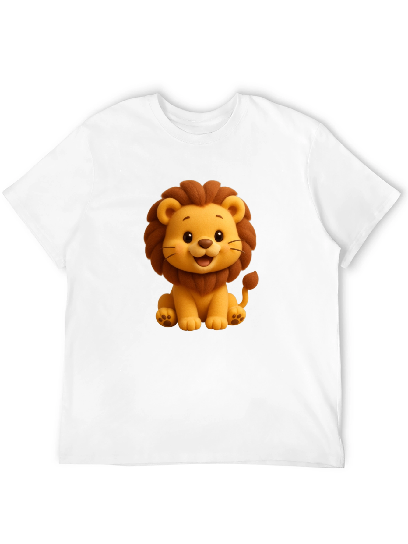 Cute Cartoon Lion Graphic Tee - Black