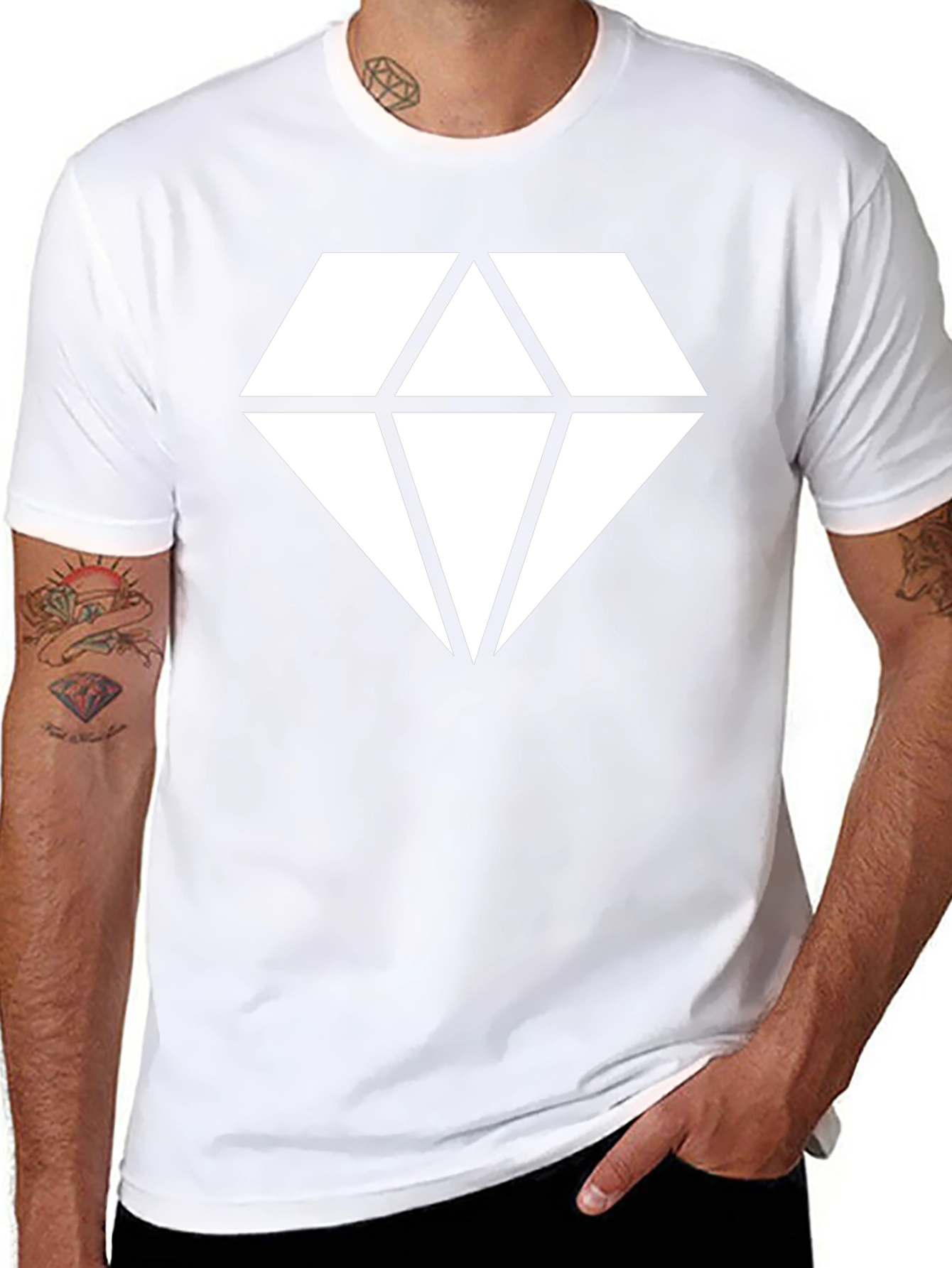 Black T-Shirt with Geometric Diamond Graphic