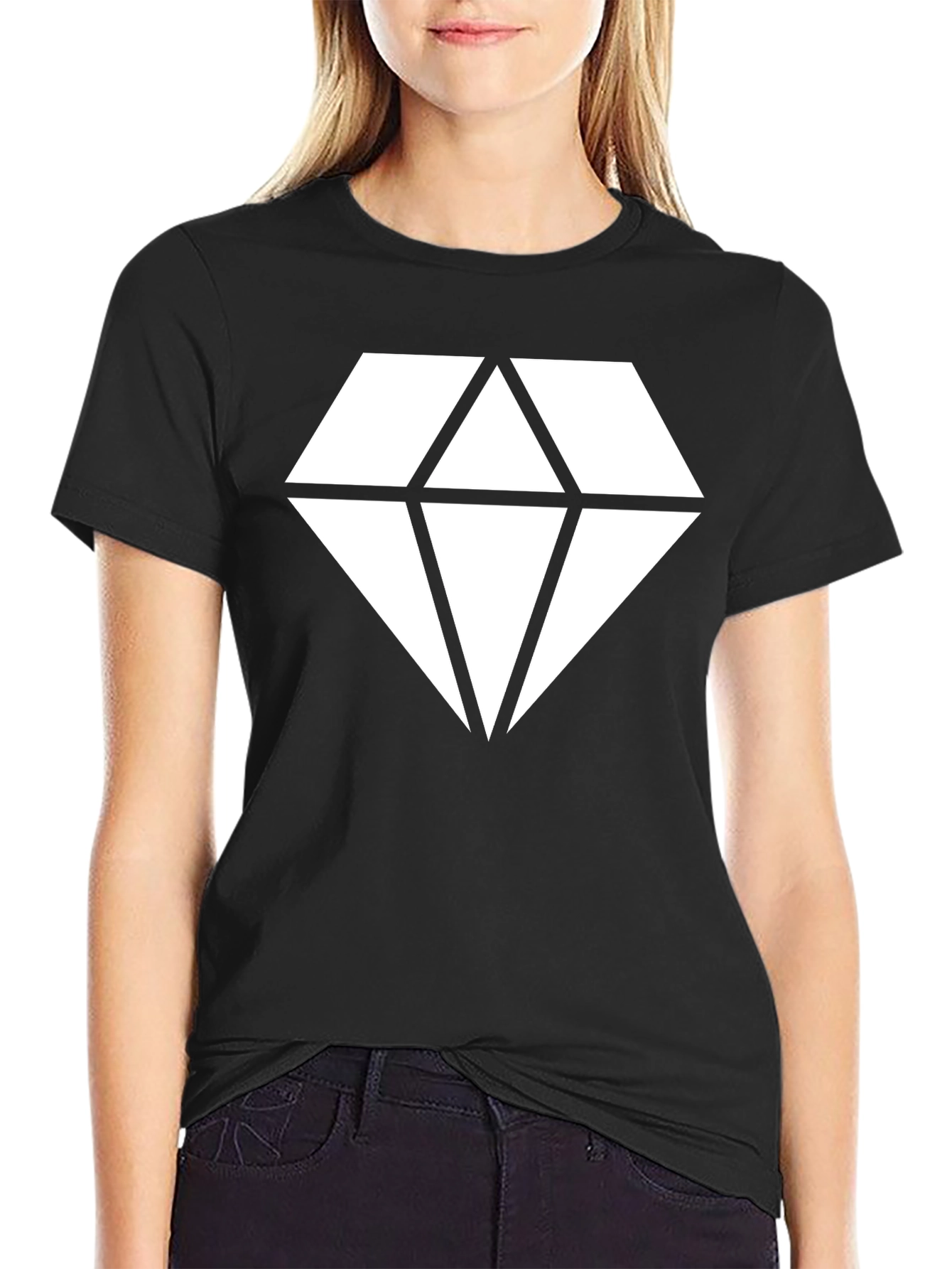 Black T-Shirt with Geometric Diamond Graphic