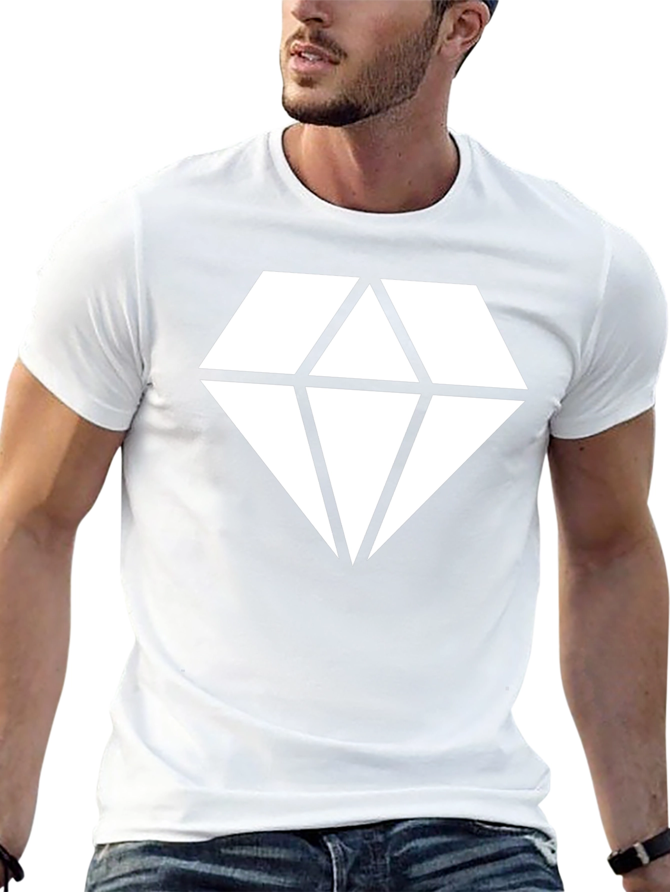 Black T-Shirt with Geometric Diamond Graphic